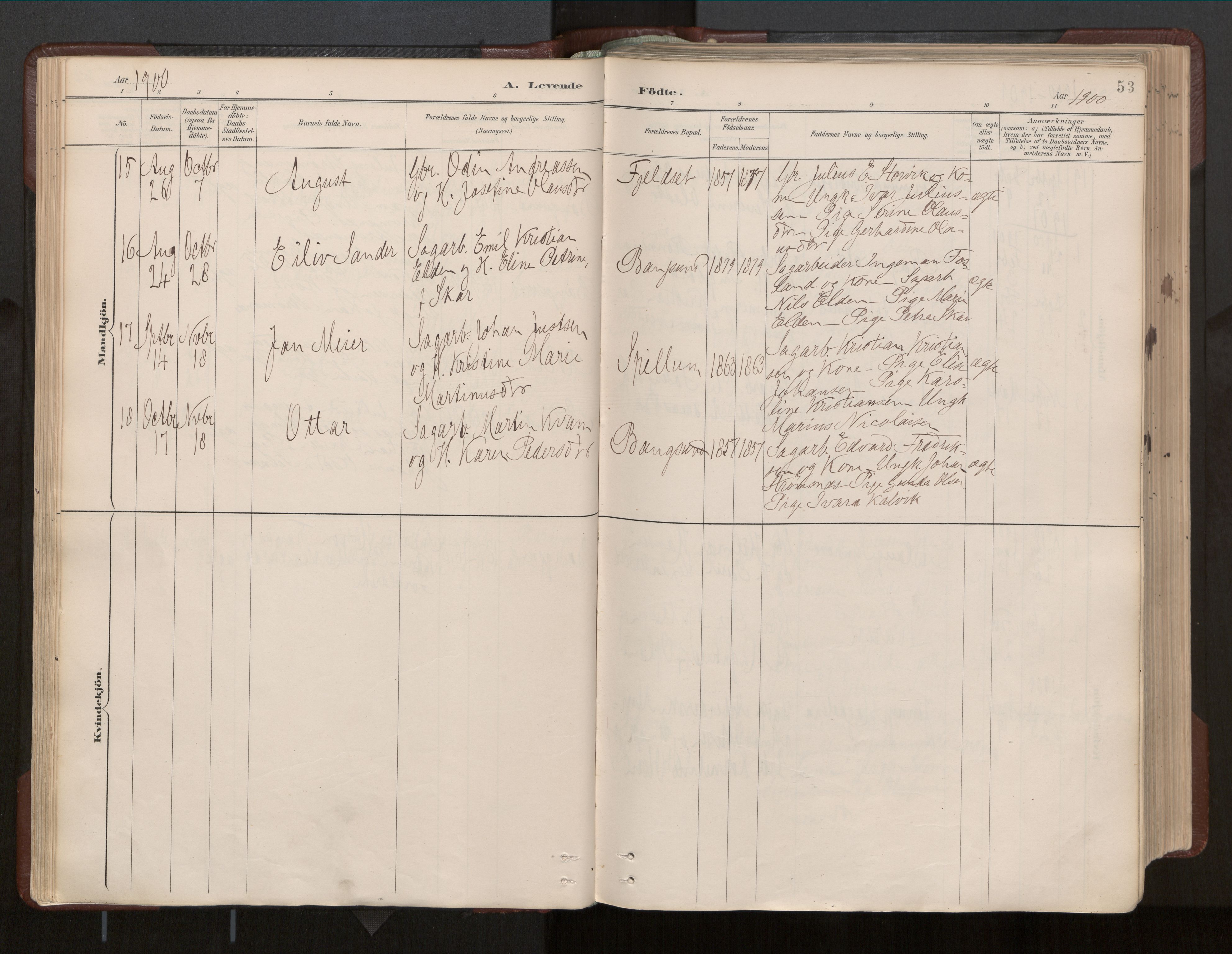Ministerialprotokoller, klokkerbøker og fødselsregistre - Nord-Trøndelag, SAT/A-1458/770/L0589: Parish register (official) no. 770A03, 1887-1929, p. 53