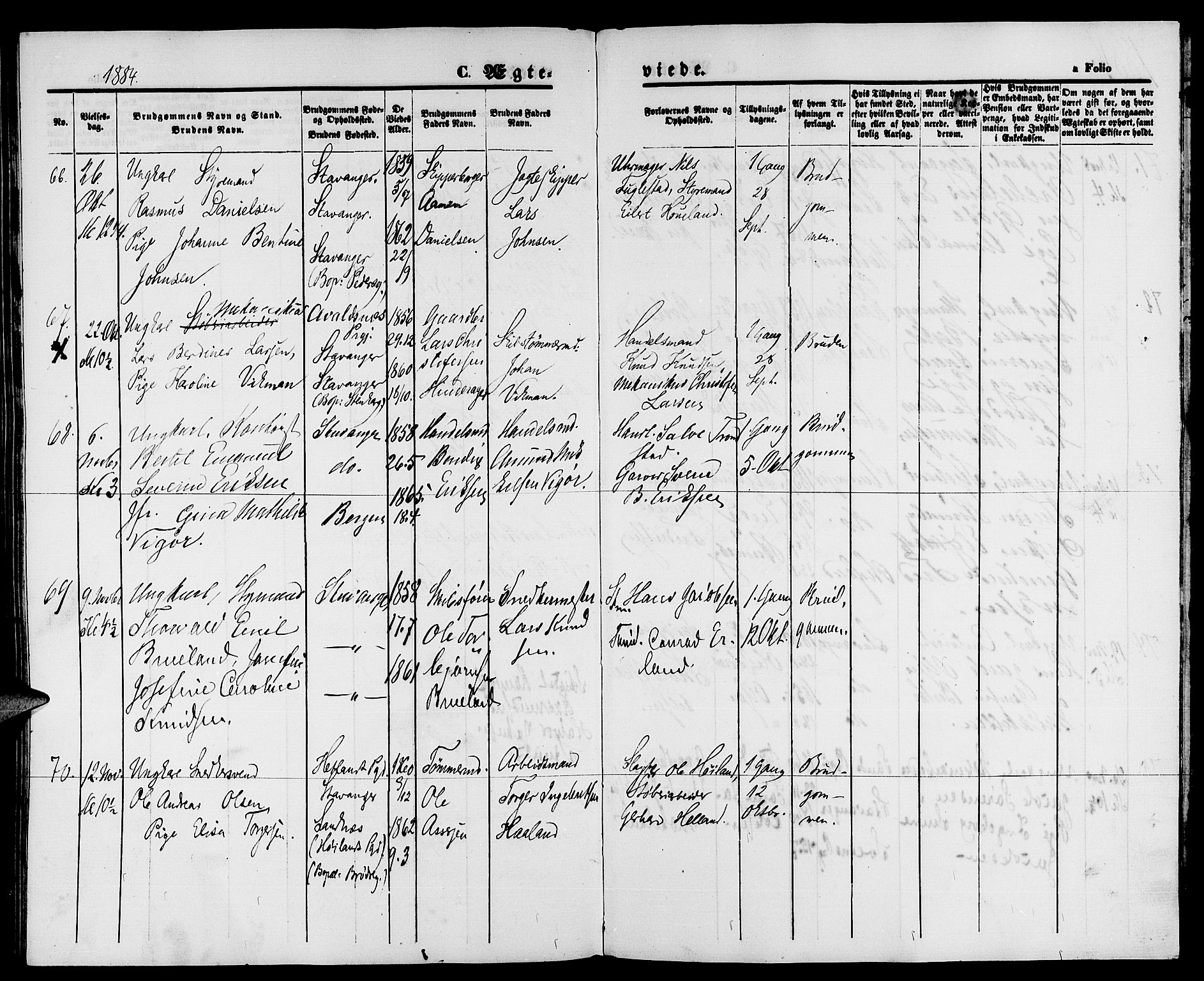 St. Petri sokneprestkontor, AV/SAST-A-101813/001/30/30BB/L0003: Parish register (copy) no. B 3, 1873-1885