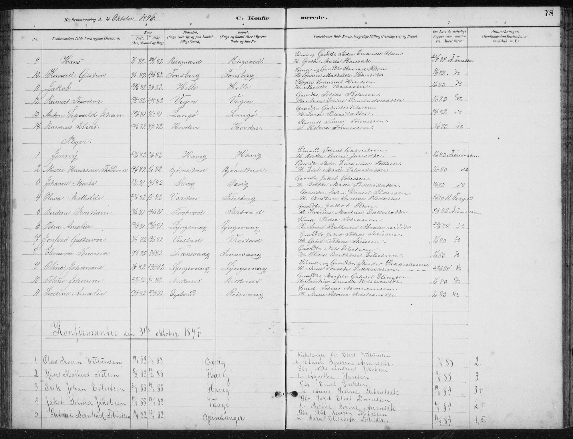 Herad sokneprestkontor, AV/SAK-1111-0018/F/Fb/Fbb/L0004: Parish register (copy) no. B 4, 1890-1935, p. 78