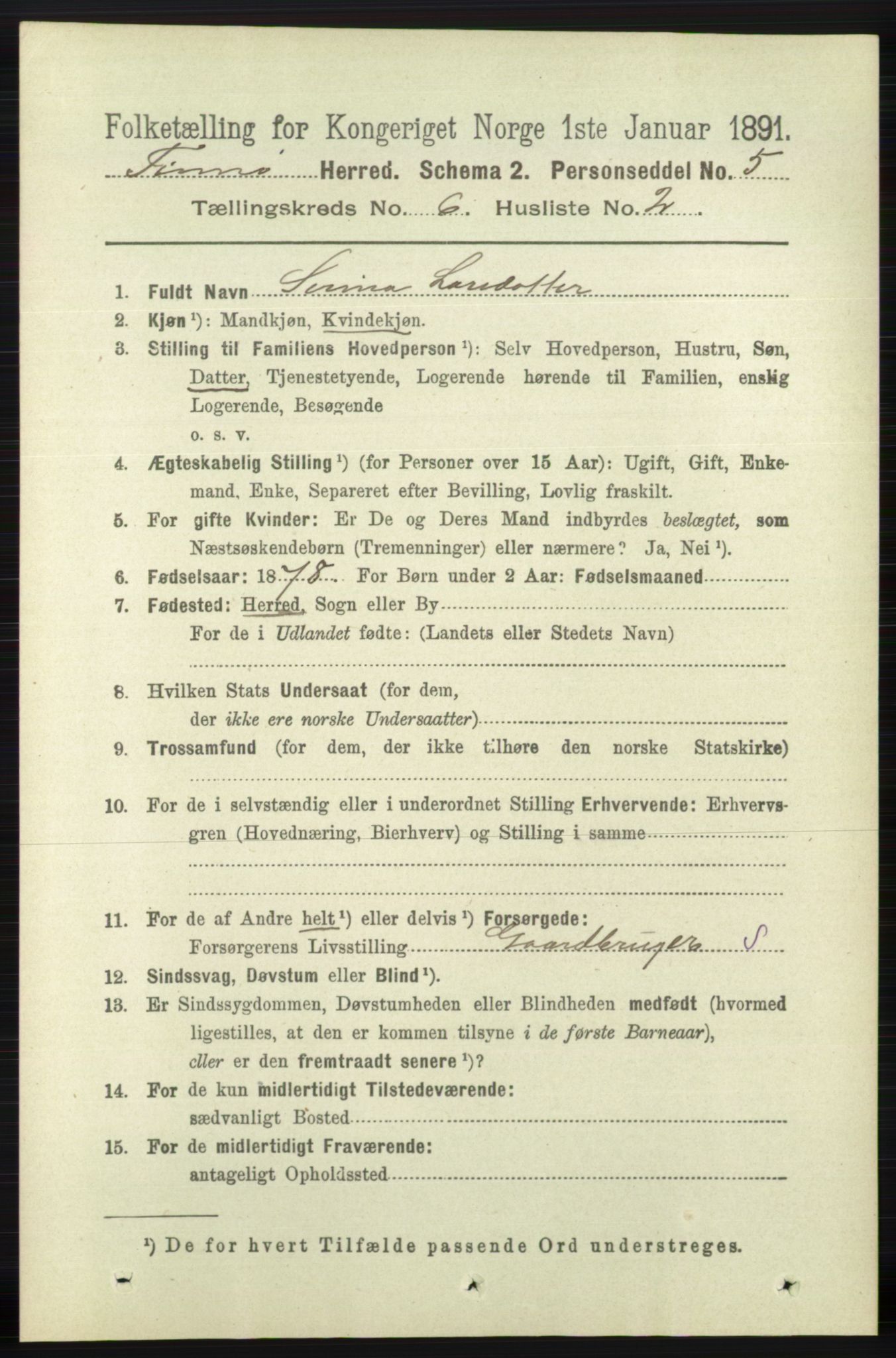 RA, 1891 census for 1141 Finnøy, 1891, p. 1292