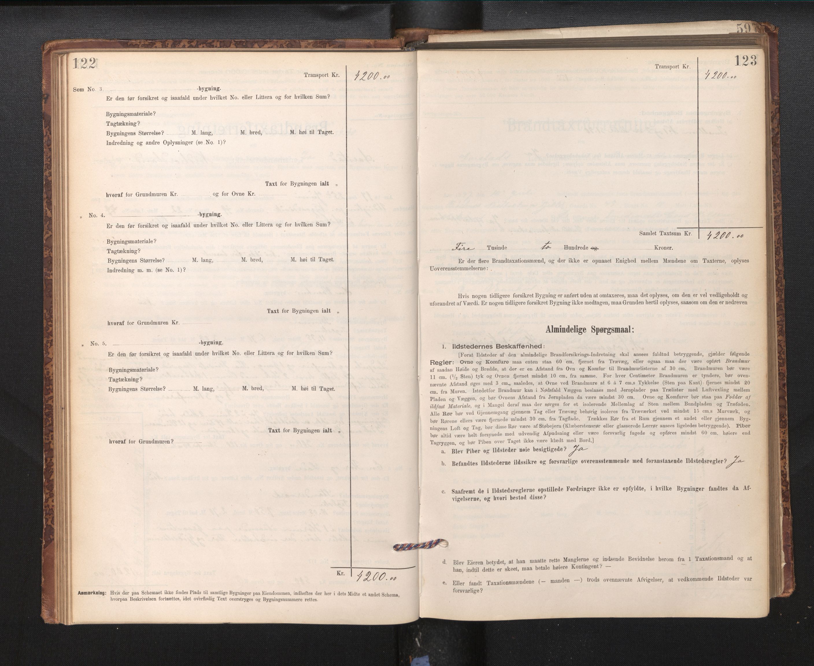 Lensmannen i Årstad, AV/SAB-A-36201/0012/L0011: Branntakstprotokoll,skjematakst, 1895-1901, p. 122-123