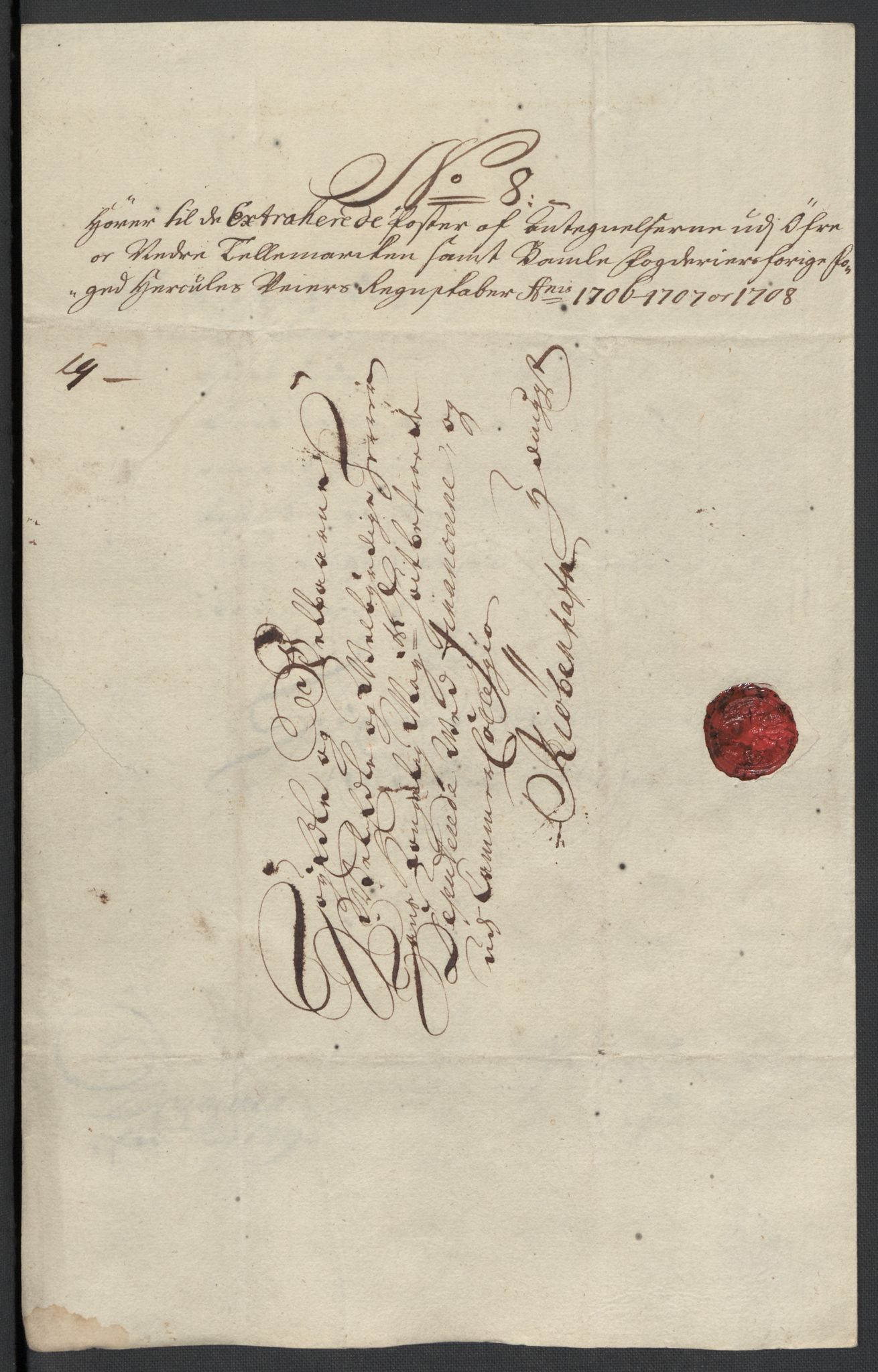 Rentekammeret inntil 1814, Reviderte regnskaper, Fogderegnskap, AV/RA-EA-4092/R36/L2118: Fogderegnskap Øvre og Nedre Telemark og Bamble, 1708-1709, p. 449