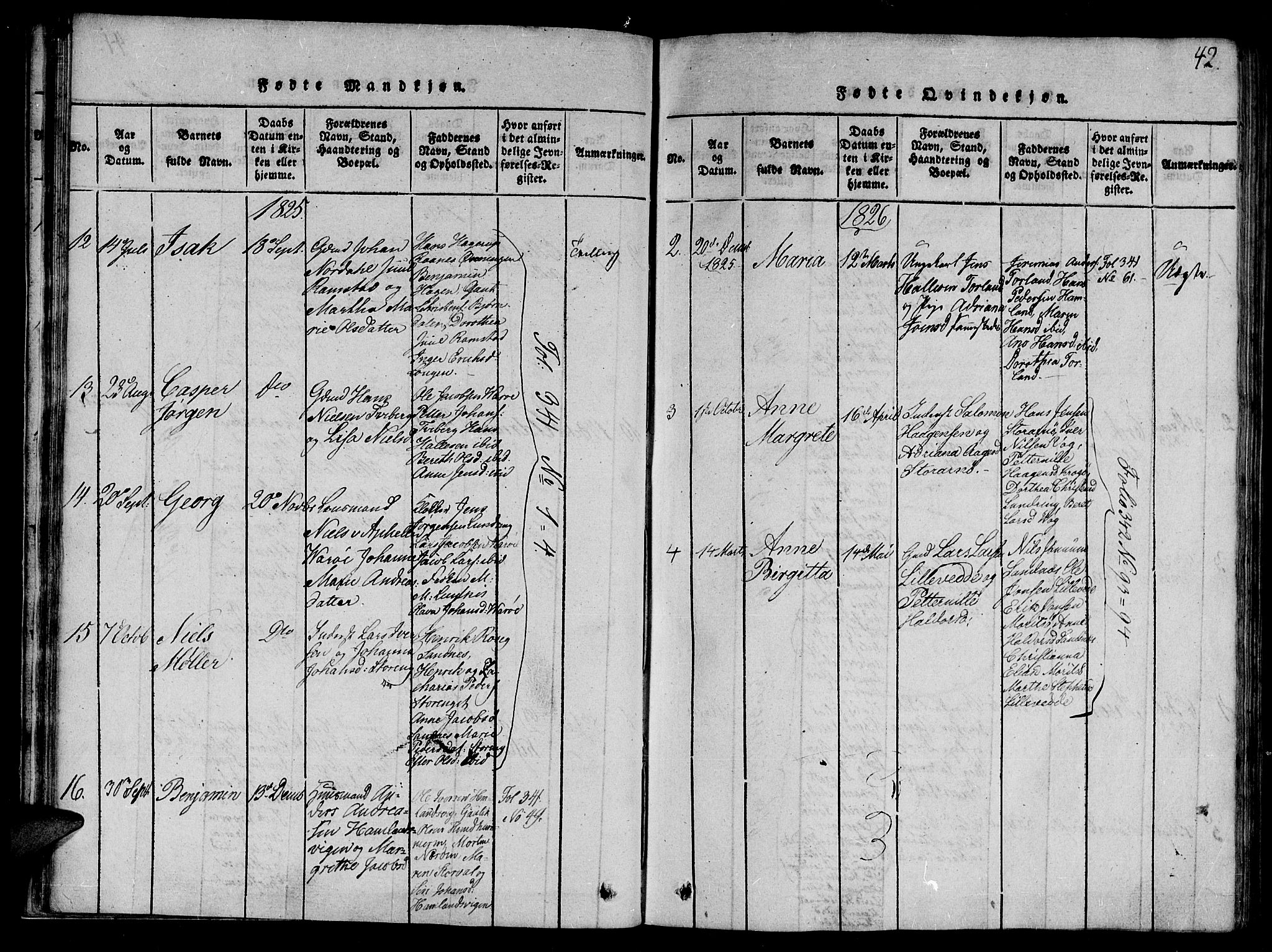 Ministerialprotokoller, klokkerbøker og fødselsregistre - Nord-Trøndelag, SAT/A-1458/784/L0667: Parish register (official) no. 784A03 /1, 1816-1829, p. 42