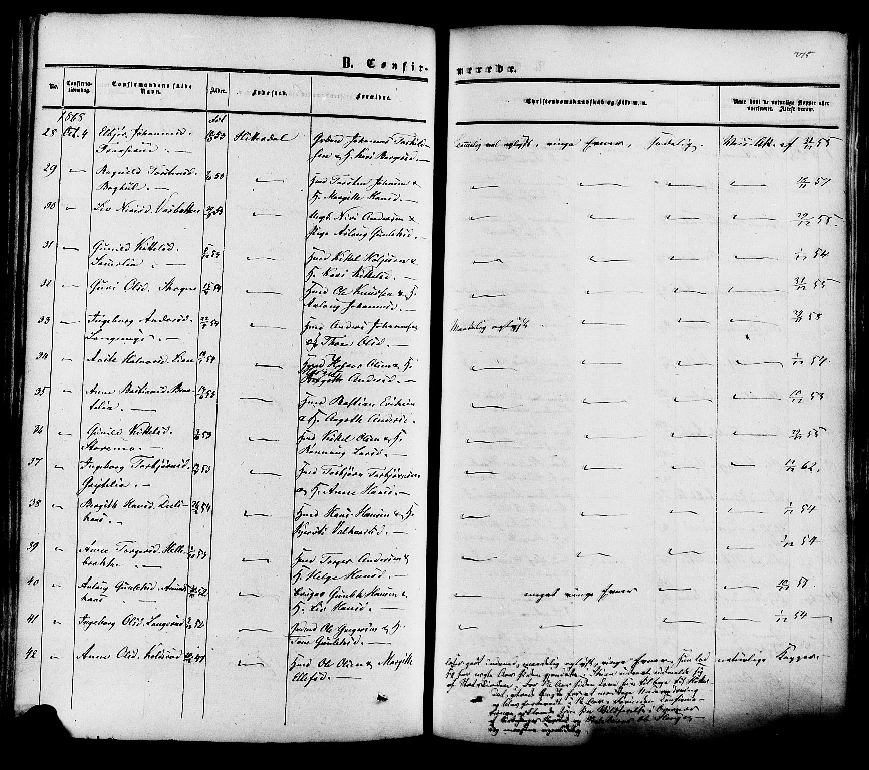 Heddal kirkebøker, AV/SAKO-A-268/F/Fa/L0007: Parish register (official) no. I 7, 1855-1877, p. 275