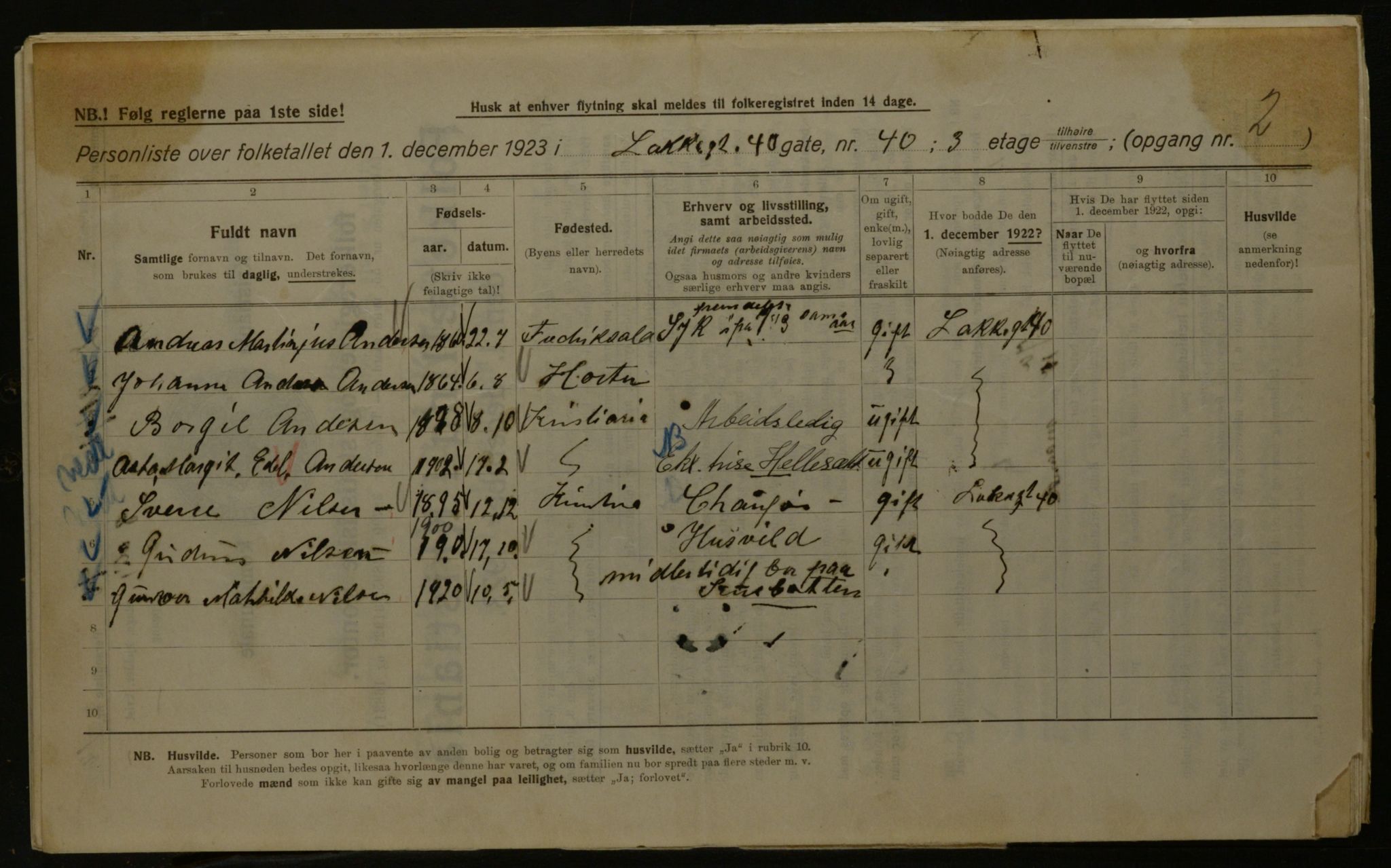 OBA, Municipal Census 1923 for Kristiania, 1923, p. 62038