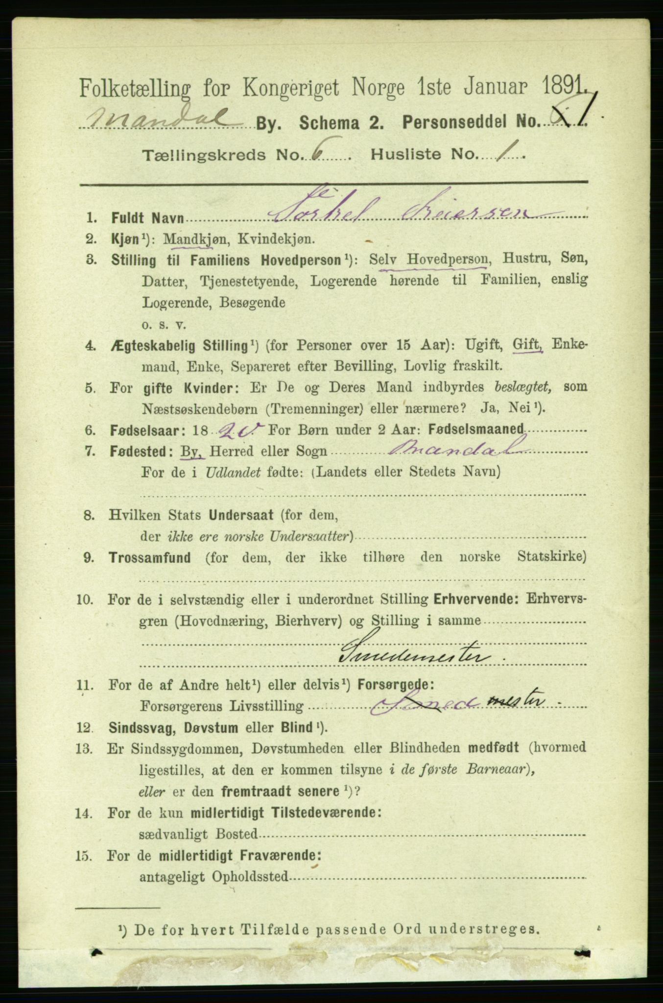 RA, 1891 census for 1002 Mandal, 1891, p. 2051