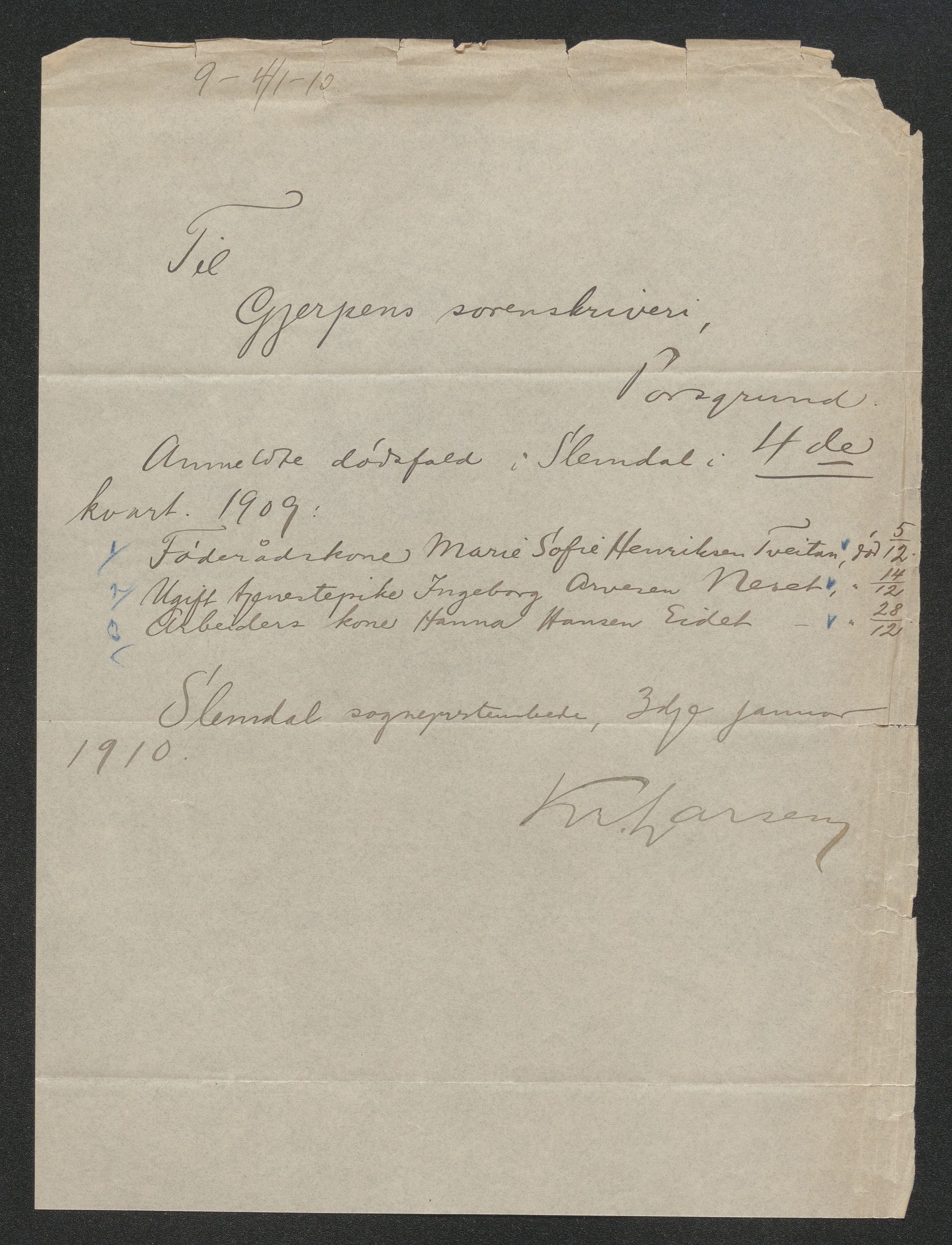 Gjerpen sorenskriveri, AV/SAKO-A-216/H/Ha/Hab/L0001: Dødsfallsmeldinger, Gjerpen, 1899-1915, p. 437