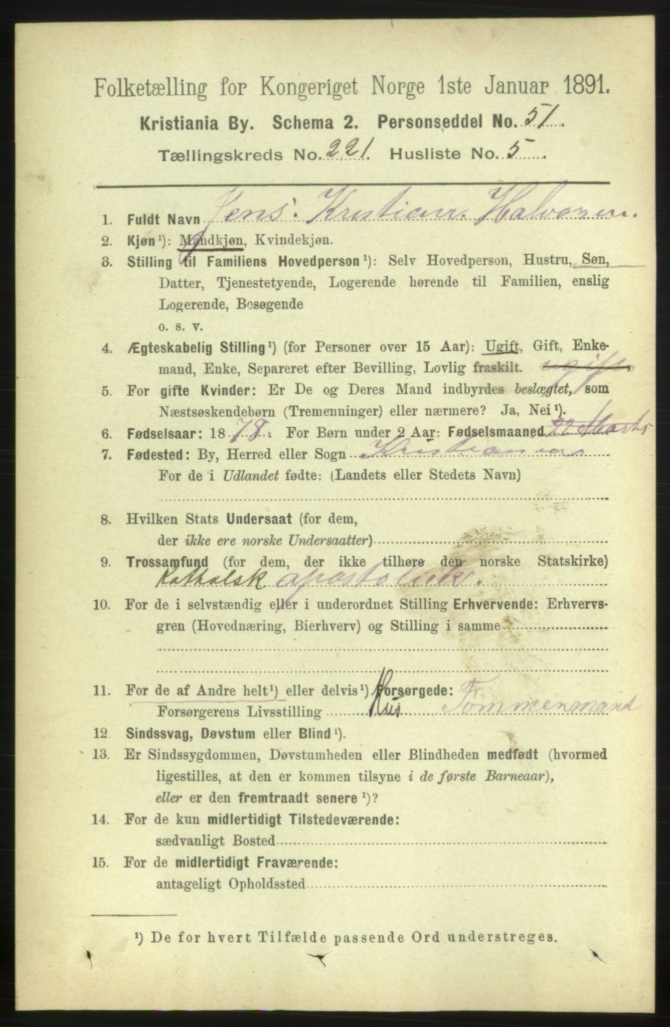 RA, 1891 census for 0301 Kristiania, 1891, p. 132169