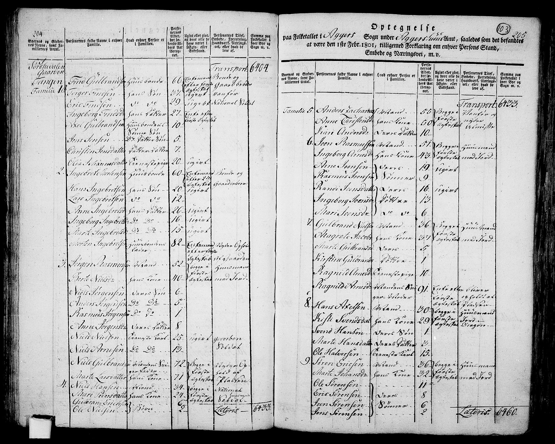 RA, 1801 census for 0218aP Aker, 1801, p. 102b-103a