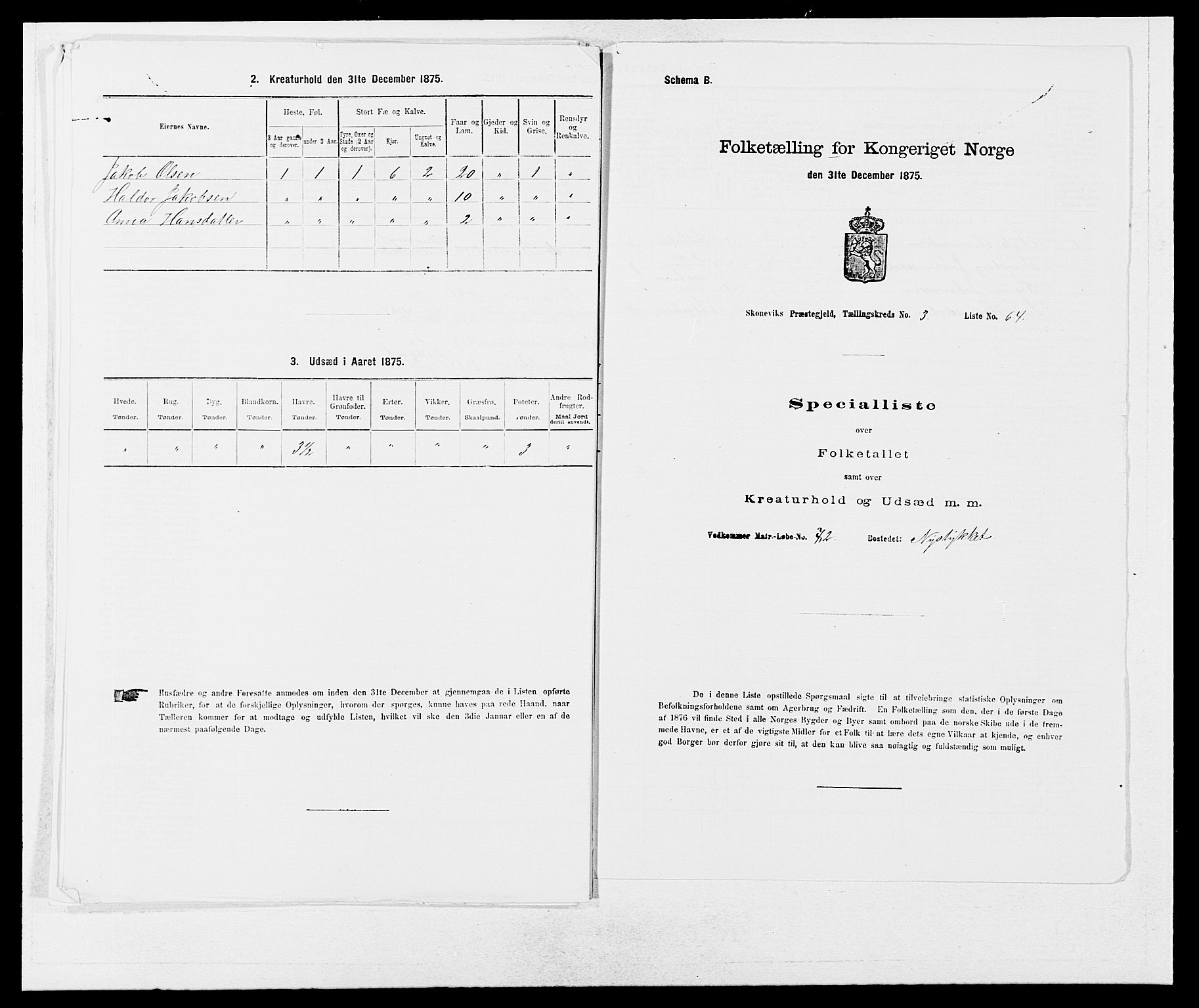 SAB, 1875 census for 1212P Skånevik, 1875, p. 362