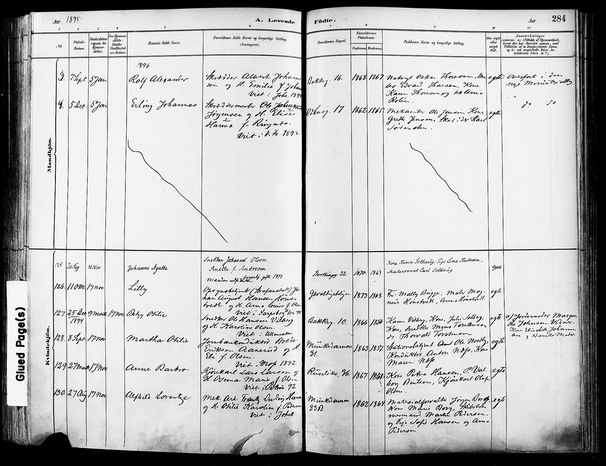 Johannes prestekontor Kirkebøker, AV/SAO-A-10852/F/Fa/L0003: Parish register (official) no. 3, 1882-1896, p. 284