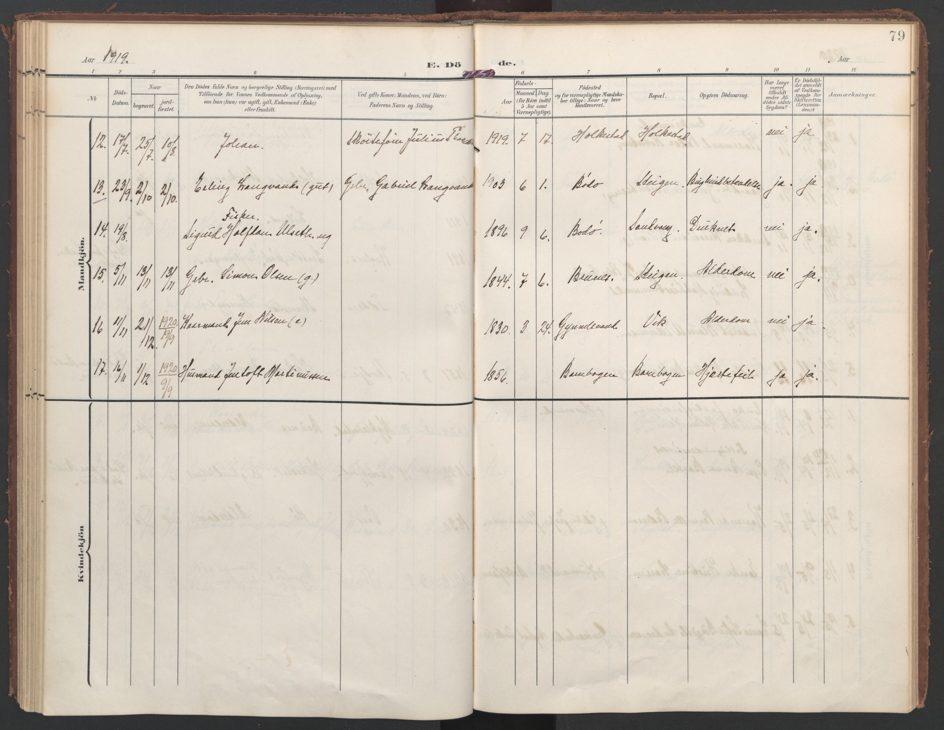 Ministerialprotokoller, klokkerbøker og fødselsregistre - Nordland, AV/SAT-A-1459/855/L0806: Parish register (official) no. 855A14, 1906-1922, p. 79