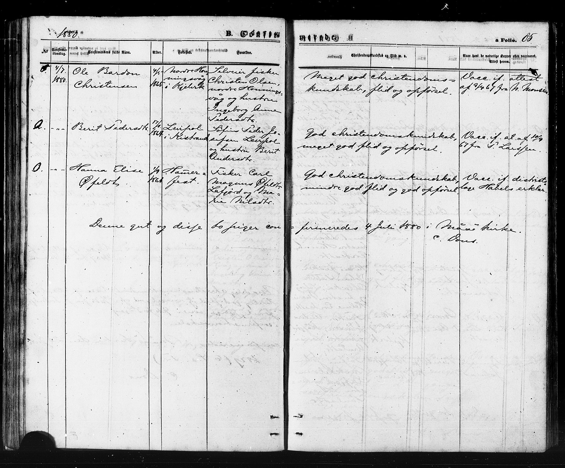 Måsøy sokneprestkontor, SATØ/S-1348/H/Ha/L0006kirke: Parish register (official) no. 6, 1861-1886, p. 85