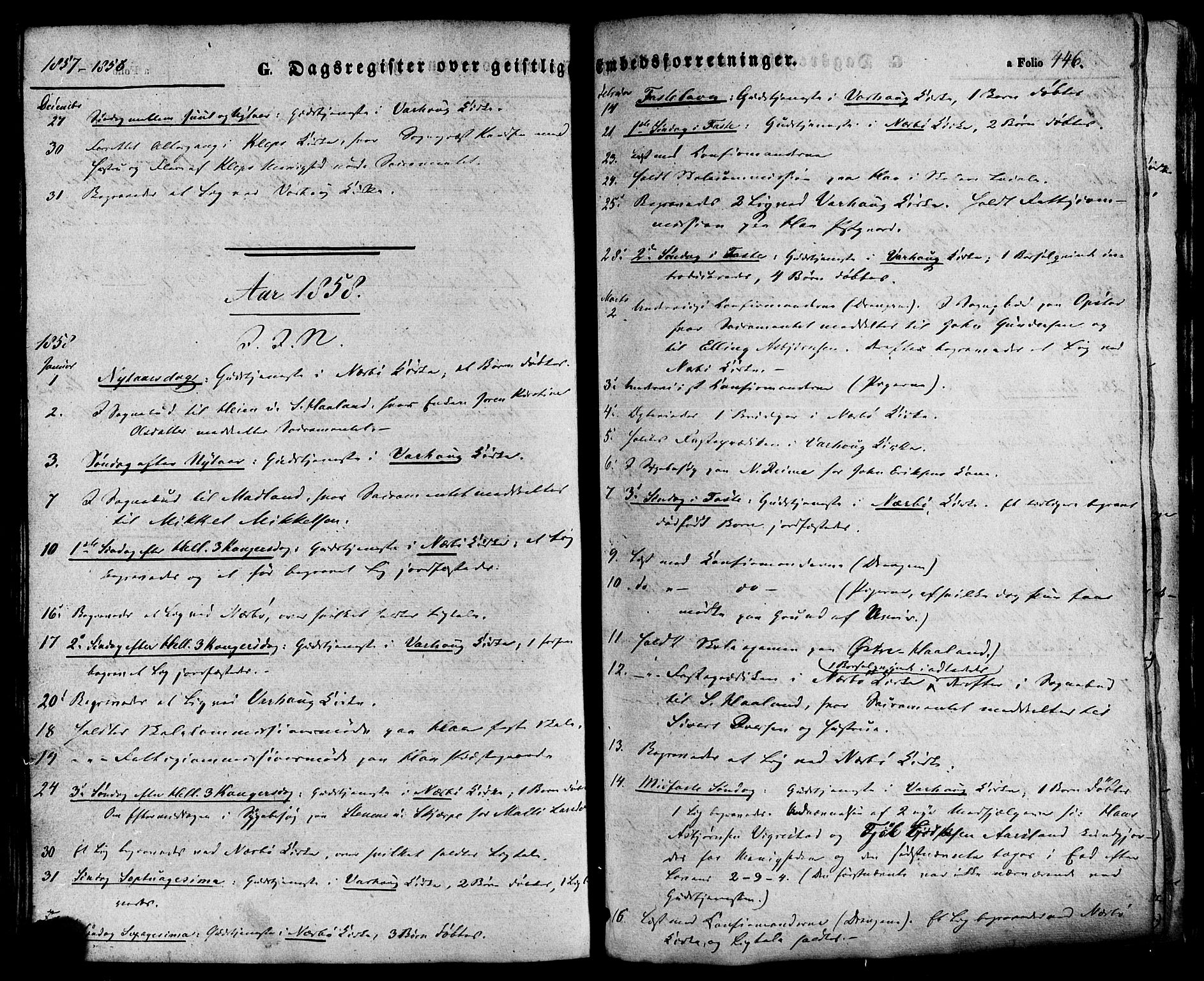 Hå sokneprestkontor, SAST/A-101801/001/30BA/L0008: Parish register (official) no. A 7, 1853-1878, p. 446