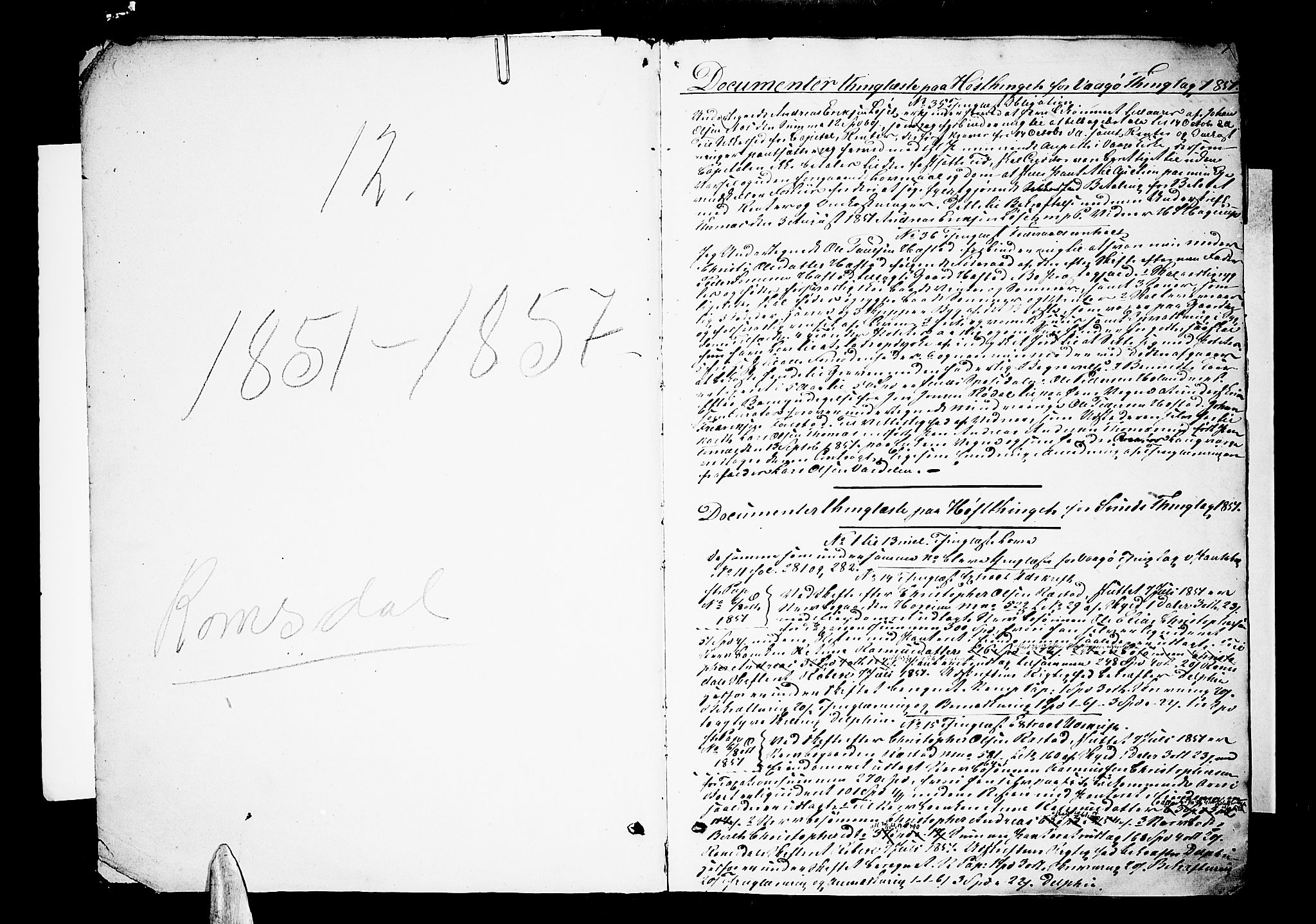 Romsdal sorenskriveri, SAT/A-4149/1/2/2C/L0014: Mortgage book no. 12, 1851-1857, p. 0-1