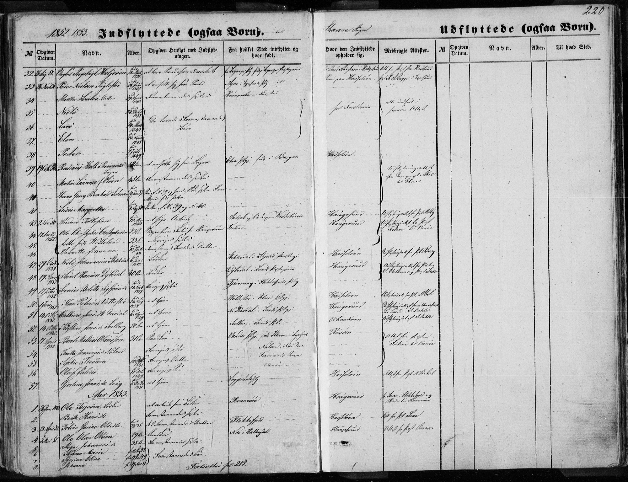 Torvastad sokneprestkontor, AV/SAST-A -101857/H/Ha/Haa/L0009: Parish register (official) no. A 9, 1847-1856, p. 220