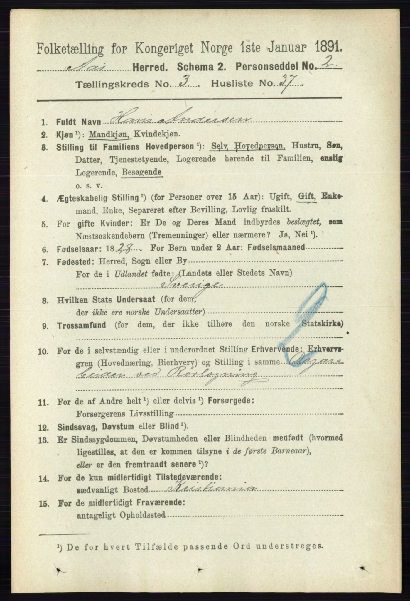 RA, 1891 census for 0214 Ås, 1891, p. 2361