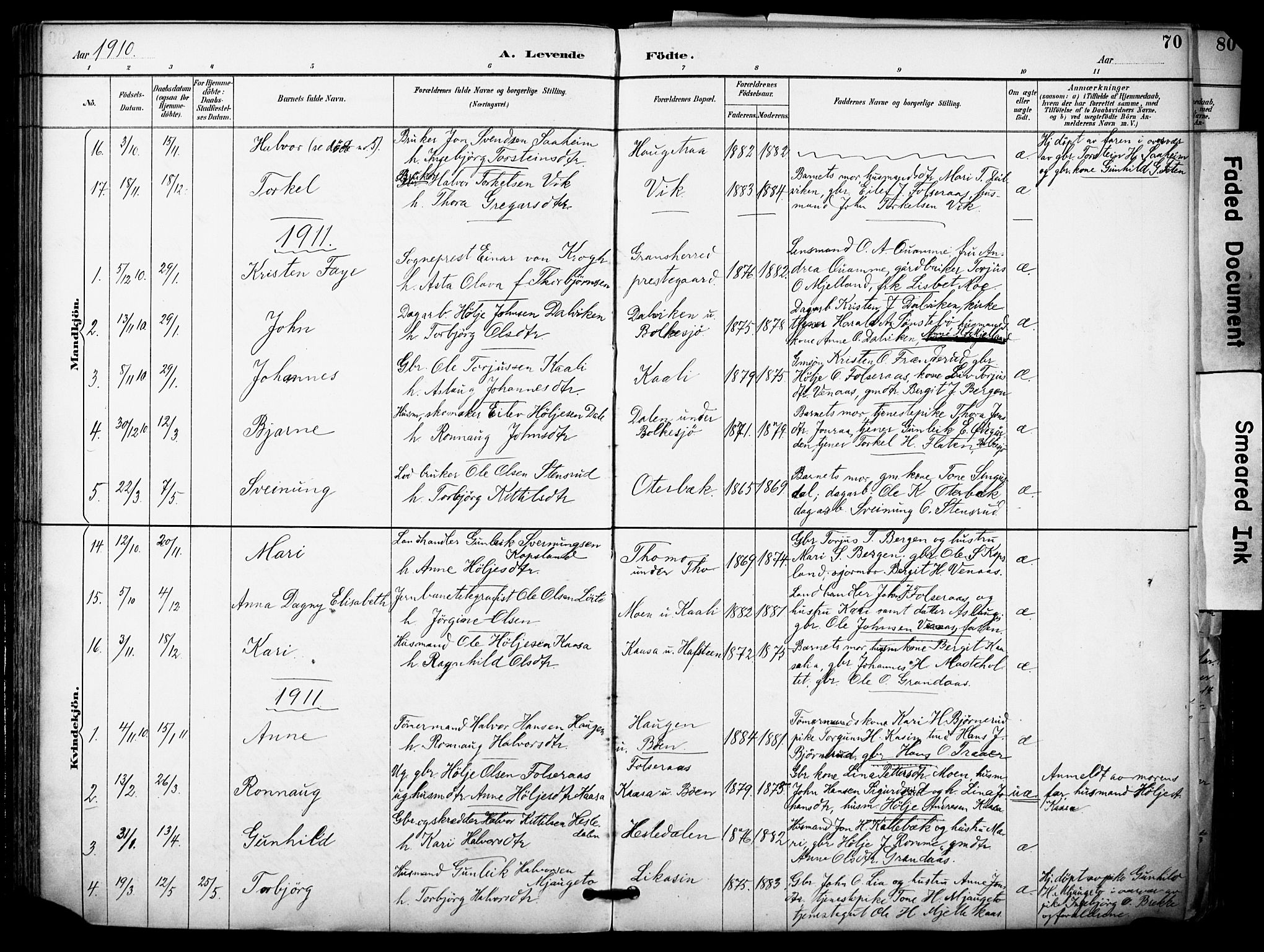 Gransherad kirkebøker, AV/SAKO-A-267/F/Fa/L0005: Parish register (official) no. I 5, 1887-1916, p. 70