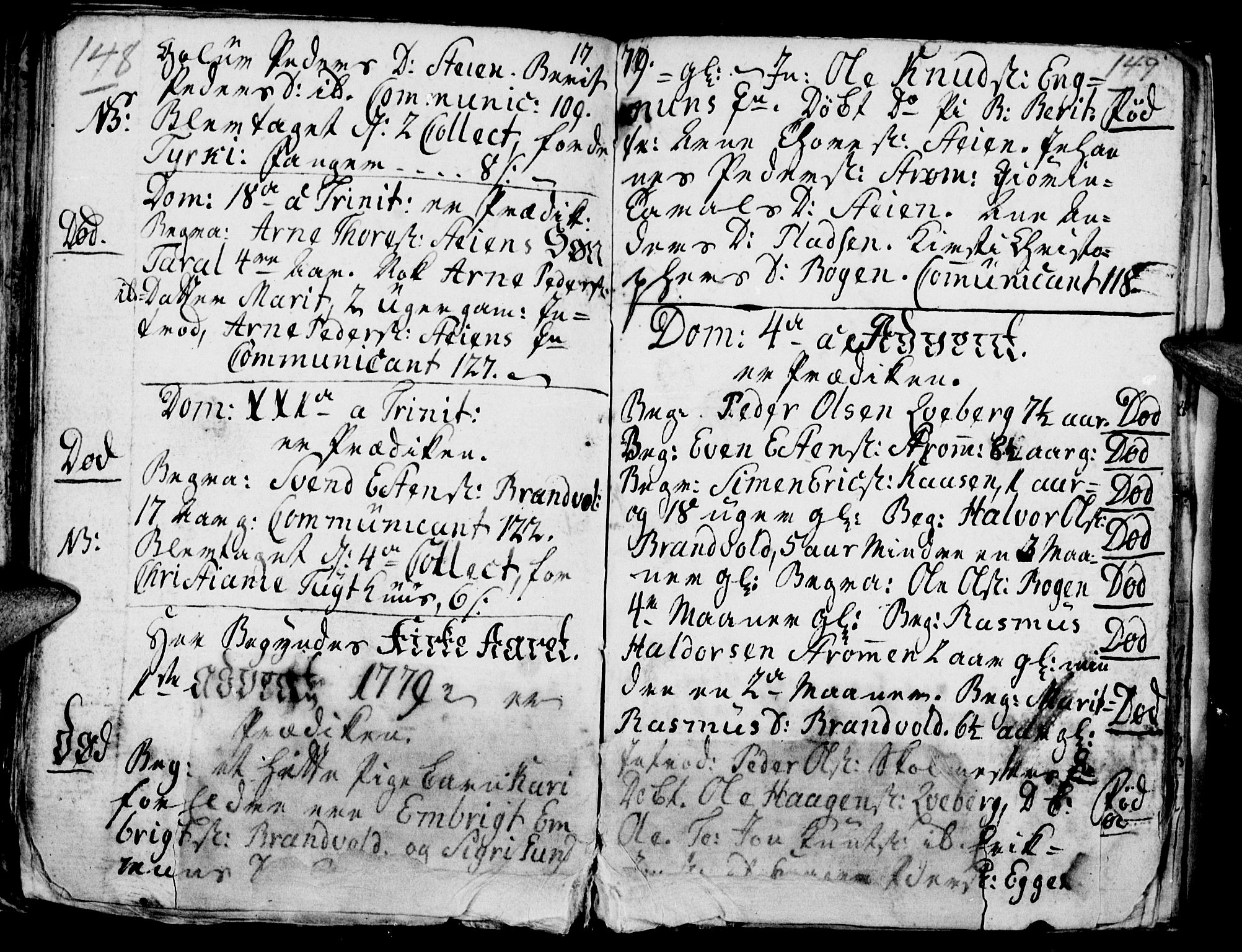 Tynset prestekontor, SAH/PREST-058/H/Ha/Hab/L0009: Parish register (official) no. 9, 1769-1781, p. 148-149