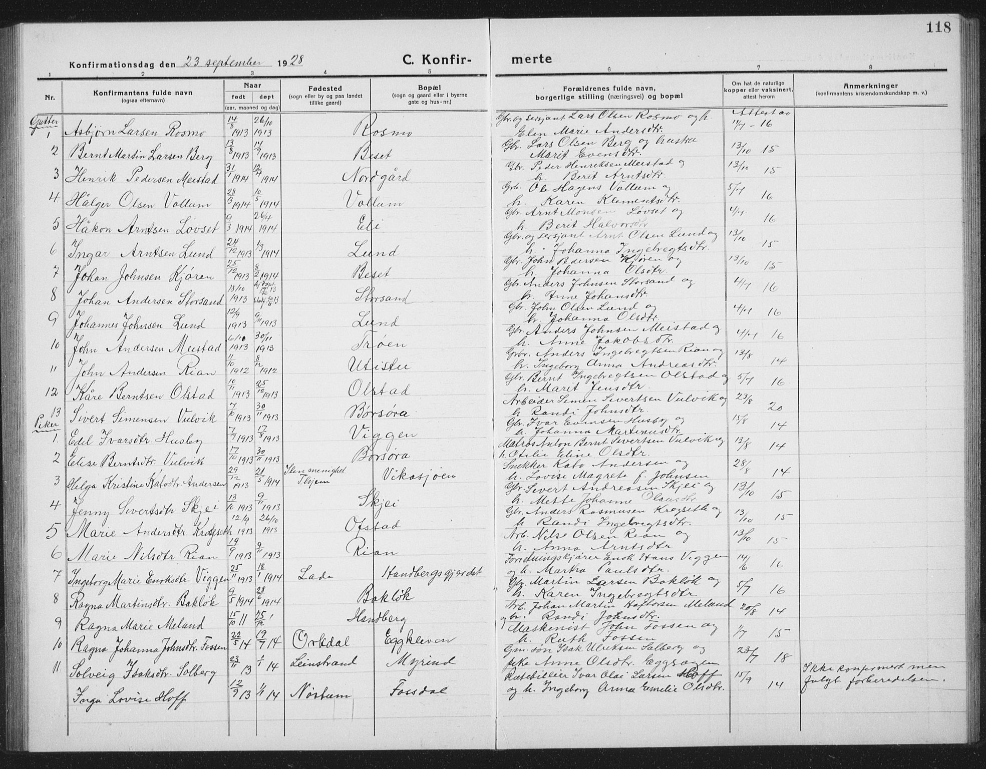 Ministerialprotokoller, klokkerbøker og fødselsregistre - Sør-Trøndelag, SAT/A-1456/665/L0778: Parish register (copy) no. 665C03, 1916-1938, p. 118