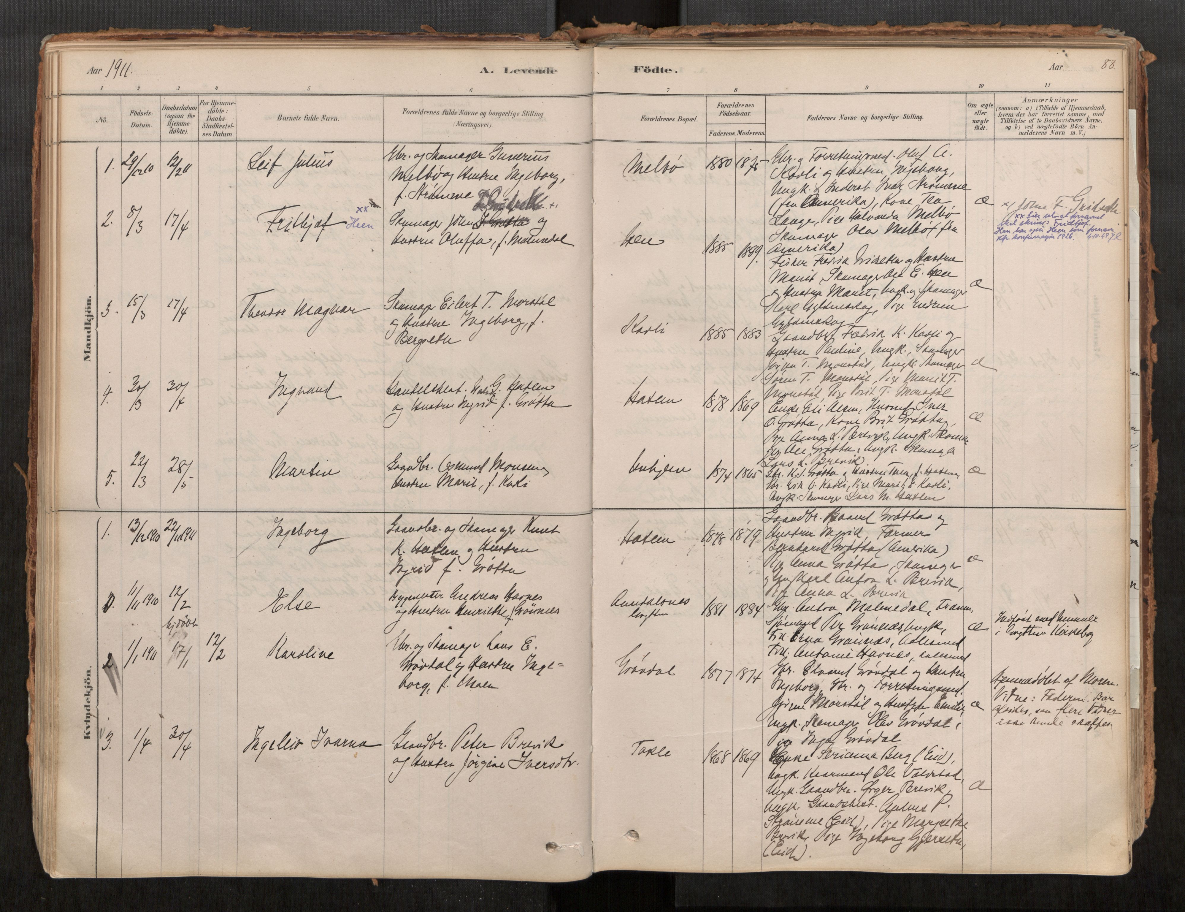 Ministerialprotokoller, klokkerbøker og fødselsregistre - Møre og Romsdal, SAT/A-1454/545/L0594: Parish register (official) no. 545A03, 1878-1920, p. 88