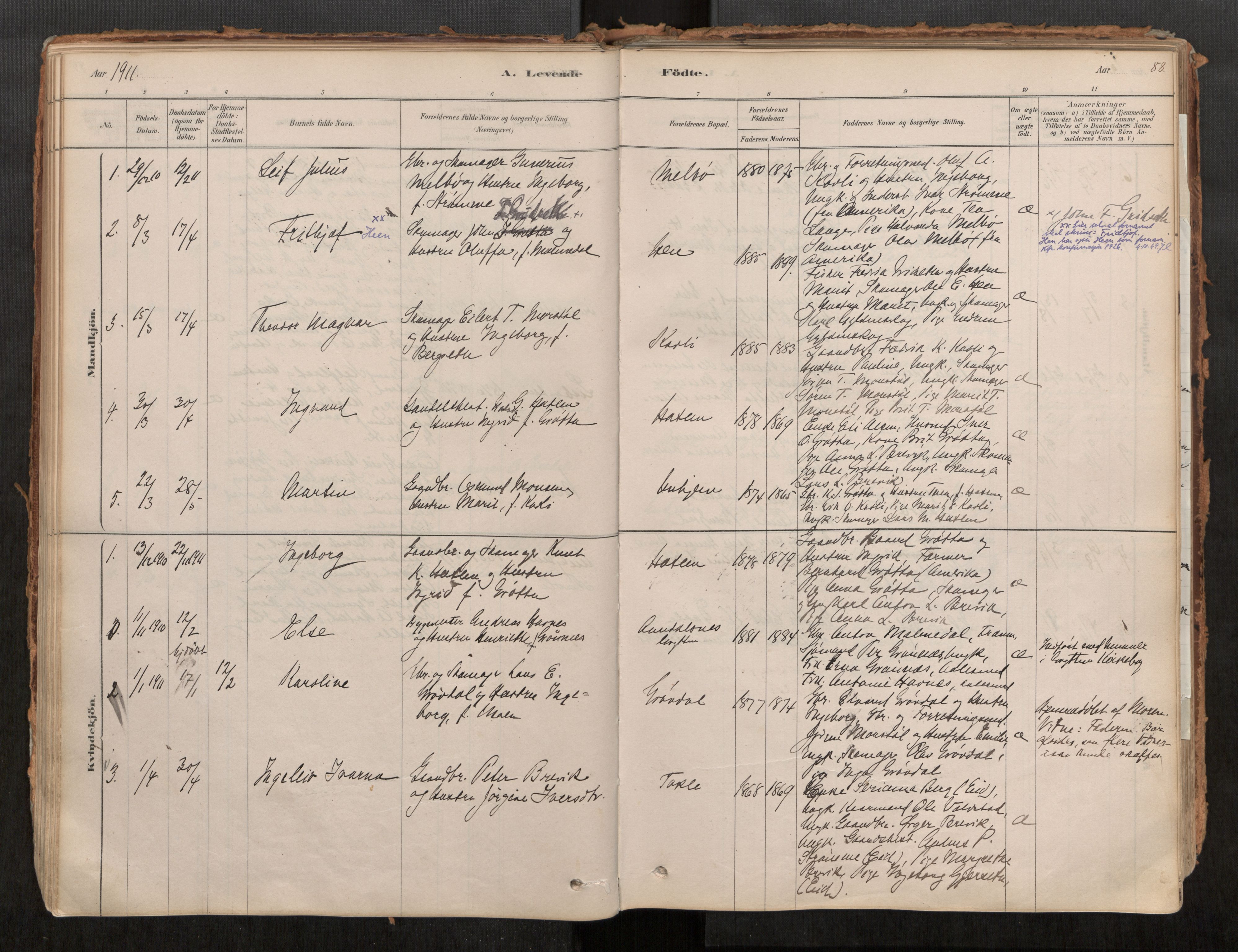 Ministerialprotokoller, klokkerbøker og fødselsregistre - Møre og Romsdal, AV/SAT-A-1454/545/L0594: Parish register (official) no. 545A03, 1878-1920, p. 88