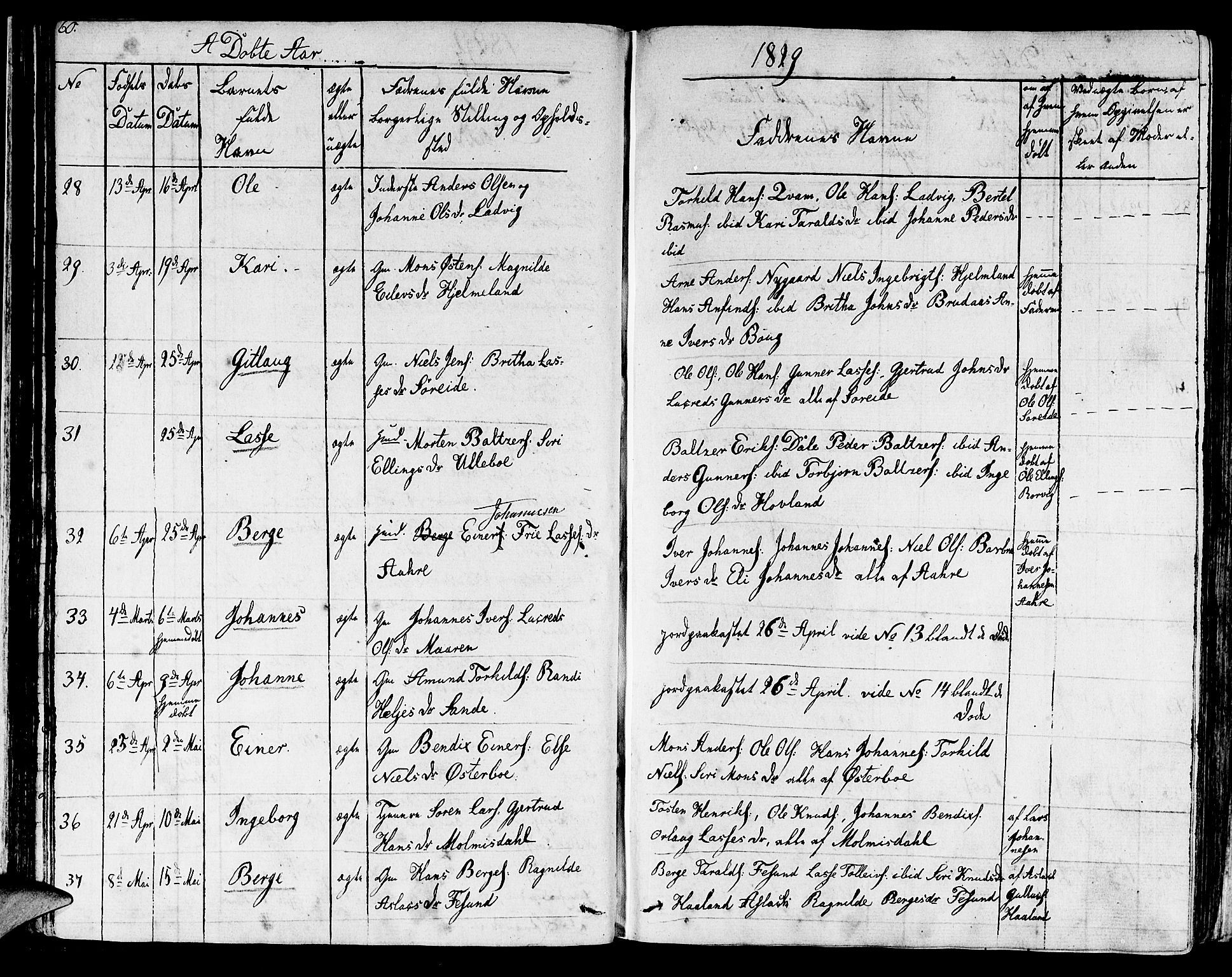 Lavik sokneprestembete, AV/SAB-A-80901: Parish register (official) no. A 2I, 1821-1842, p. 60