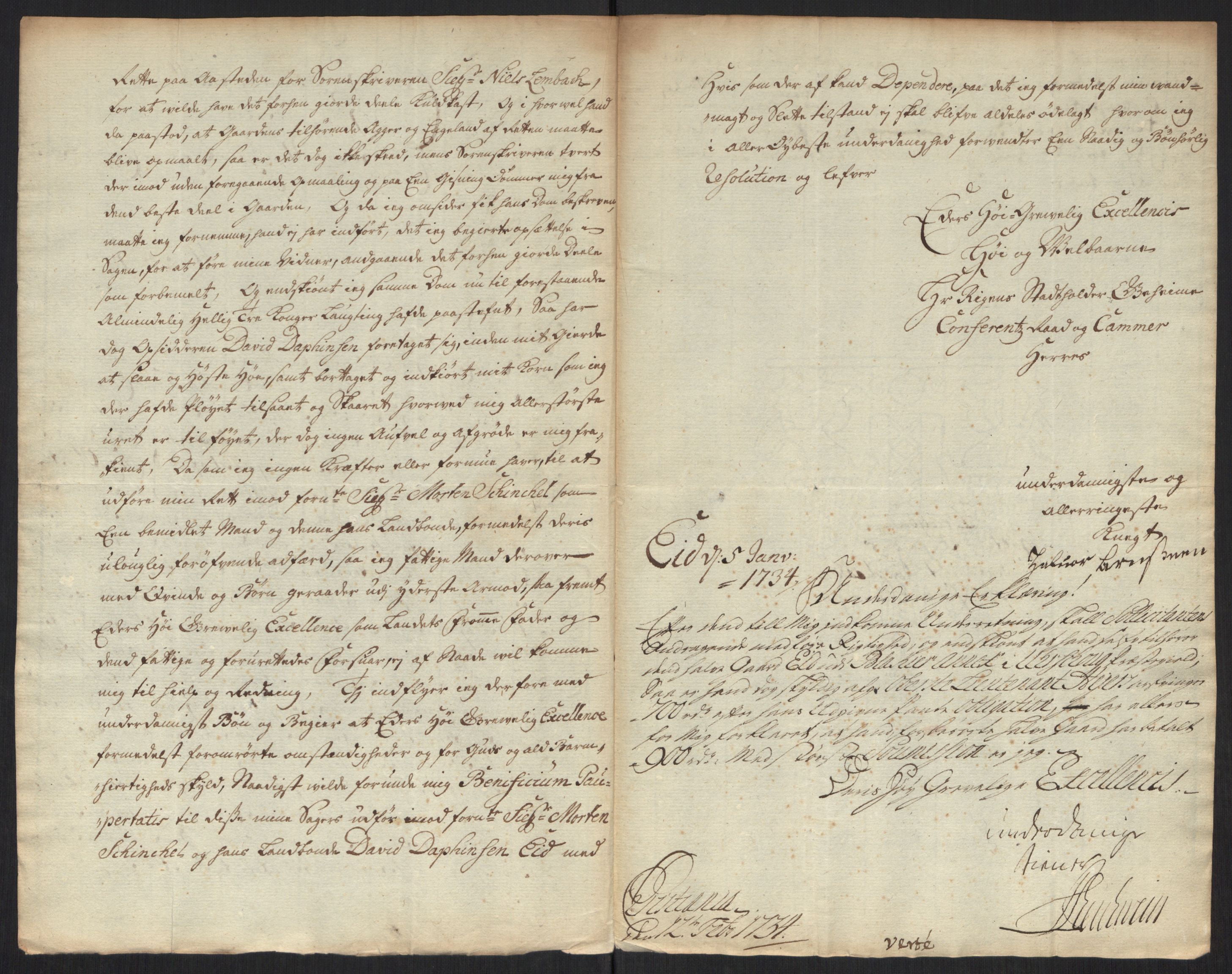 Stattholderembetet 1572-1771, AV/RA-EA-2870/Ef/L0107: Brev fra embetsmenn og andre, 1733-1734, p. 158