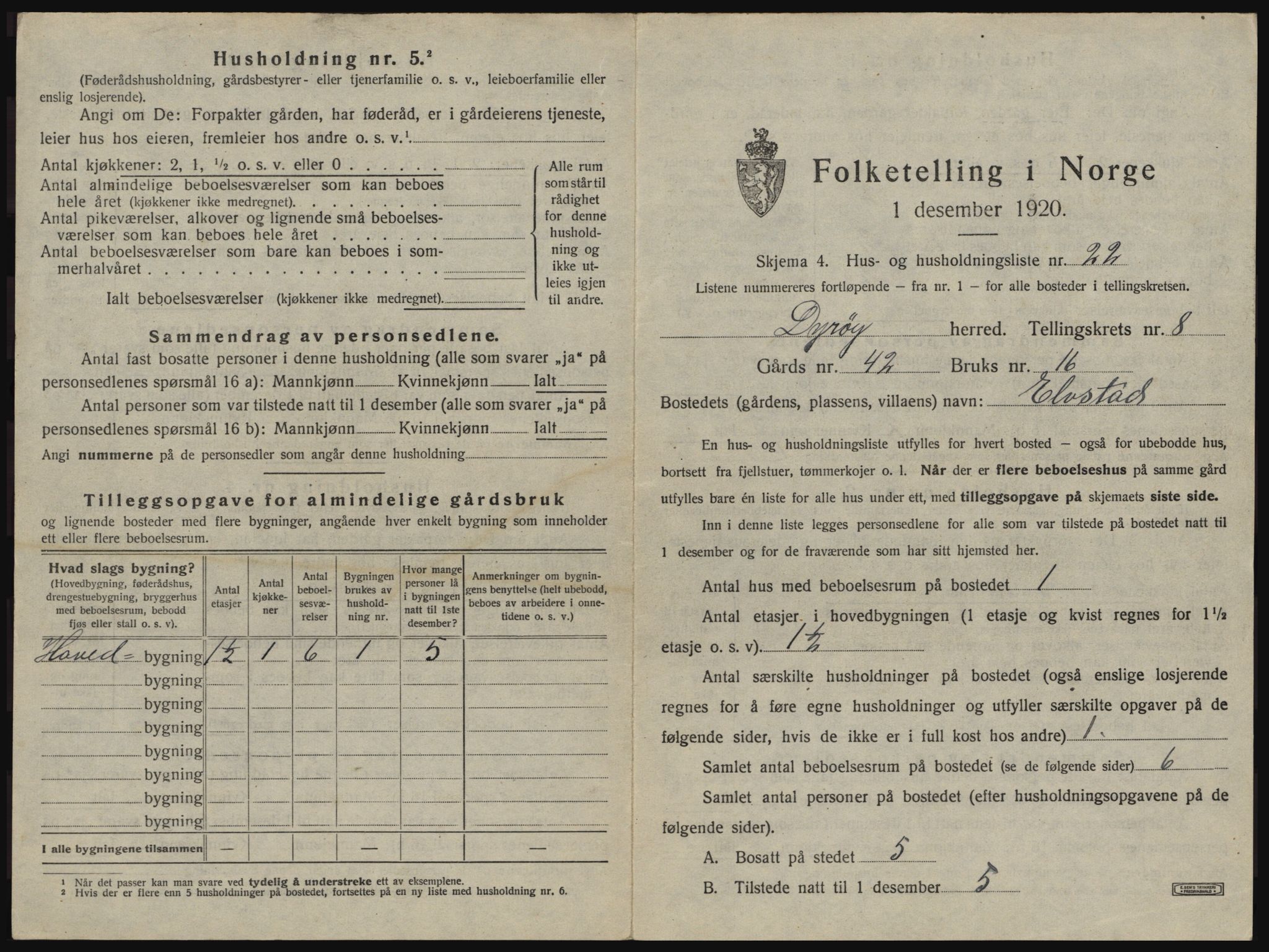 SATØ, 1920 census for Dyrøy, 1920, p. 639