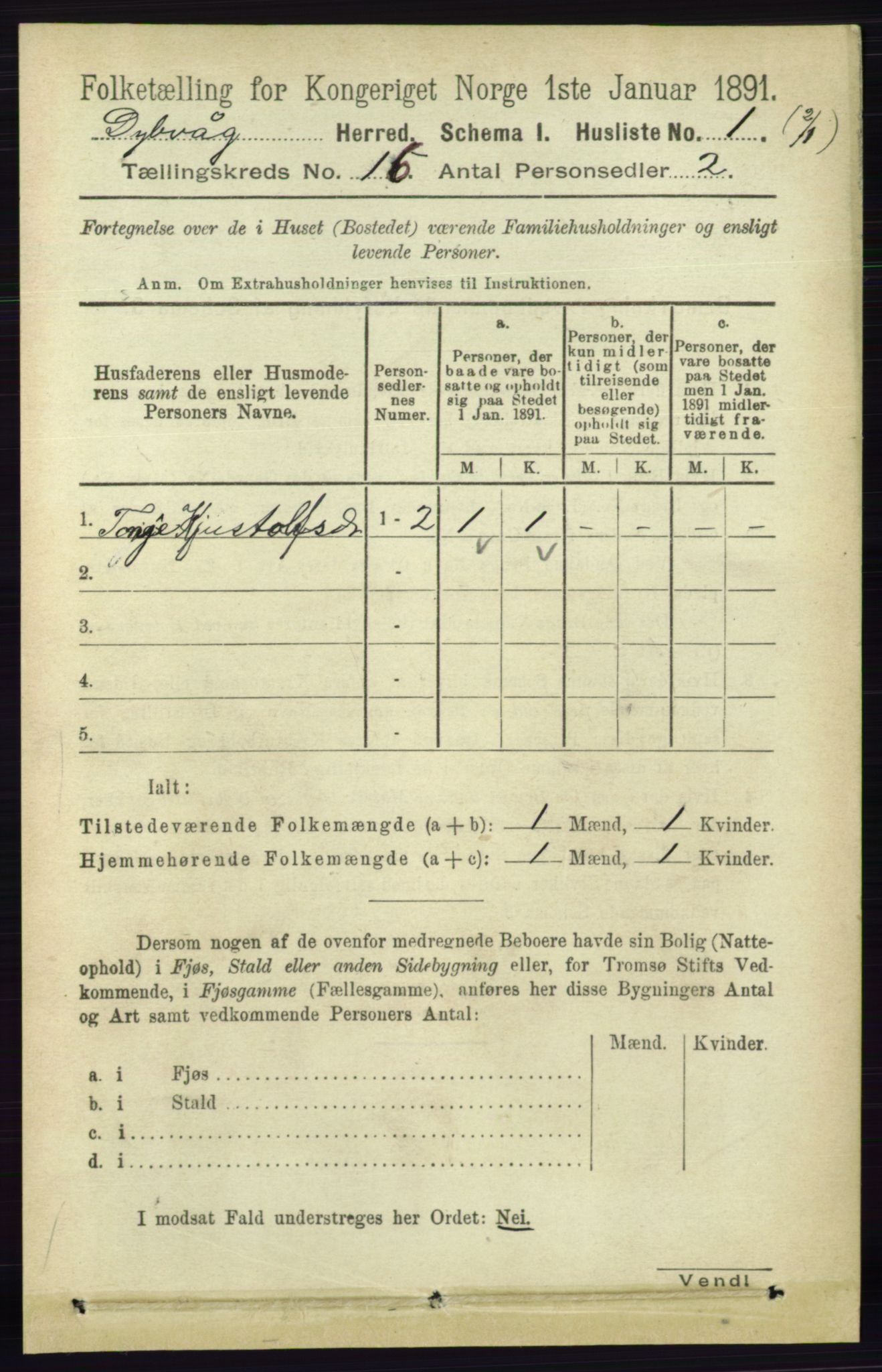RA, 1891 census for 0915 Dypvåg, 1891, p. 6325