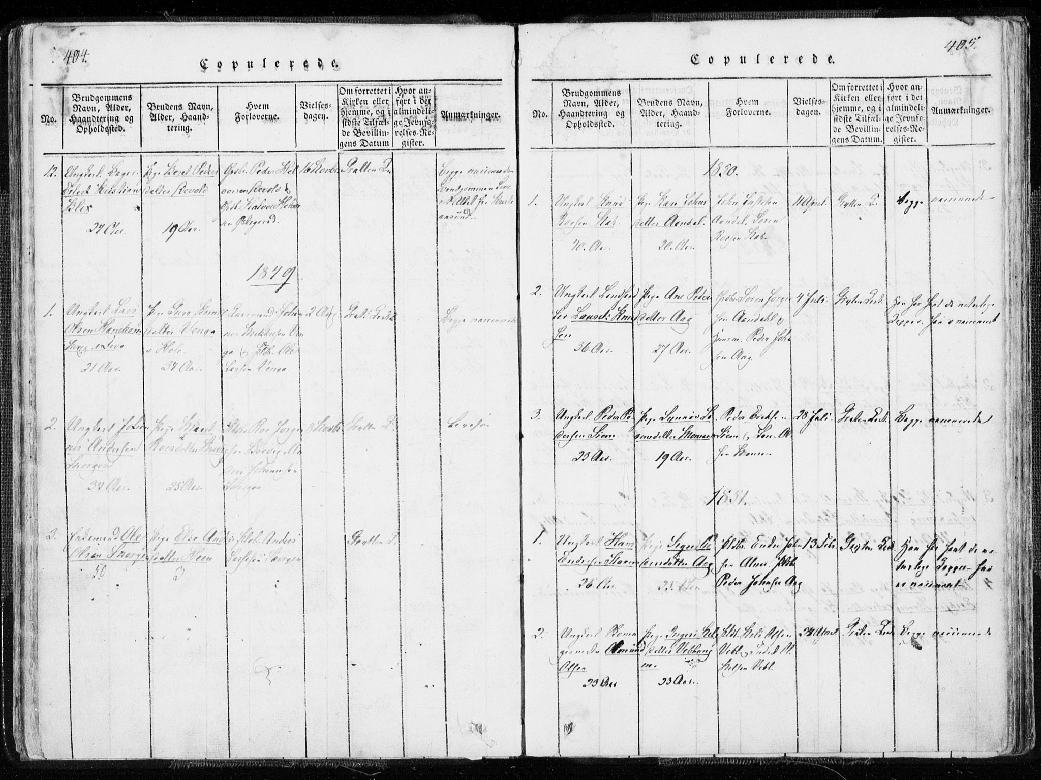 Ministerialprotokoller, klokkerbøker og fødselsregistre - Møre og Romsdal, SAT/A-1454/544/L0571: Parish register (official) no. 544A04, 1818-1853, p. 404-405