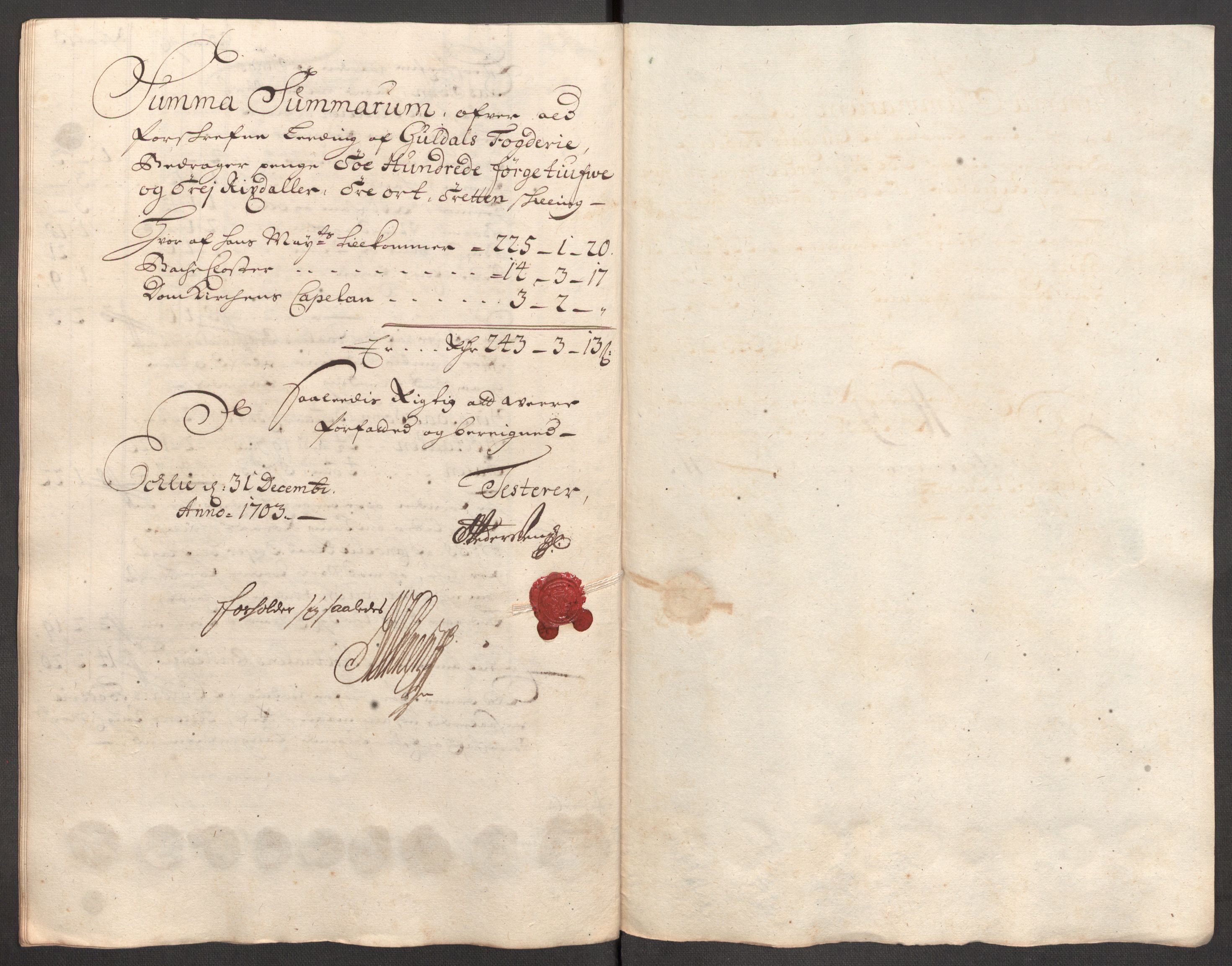 Rentekammeret inntil 1814, Reviderte regnskaper, Fogderegnskap, AV/RA-EA-4092/R60/L3953: Fogderegnskap Orkdal og Gauldal, 1703, p. 353