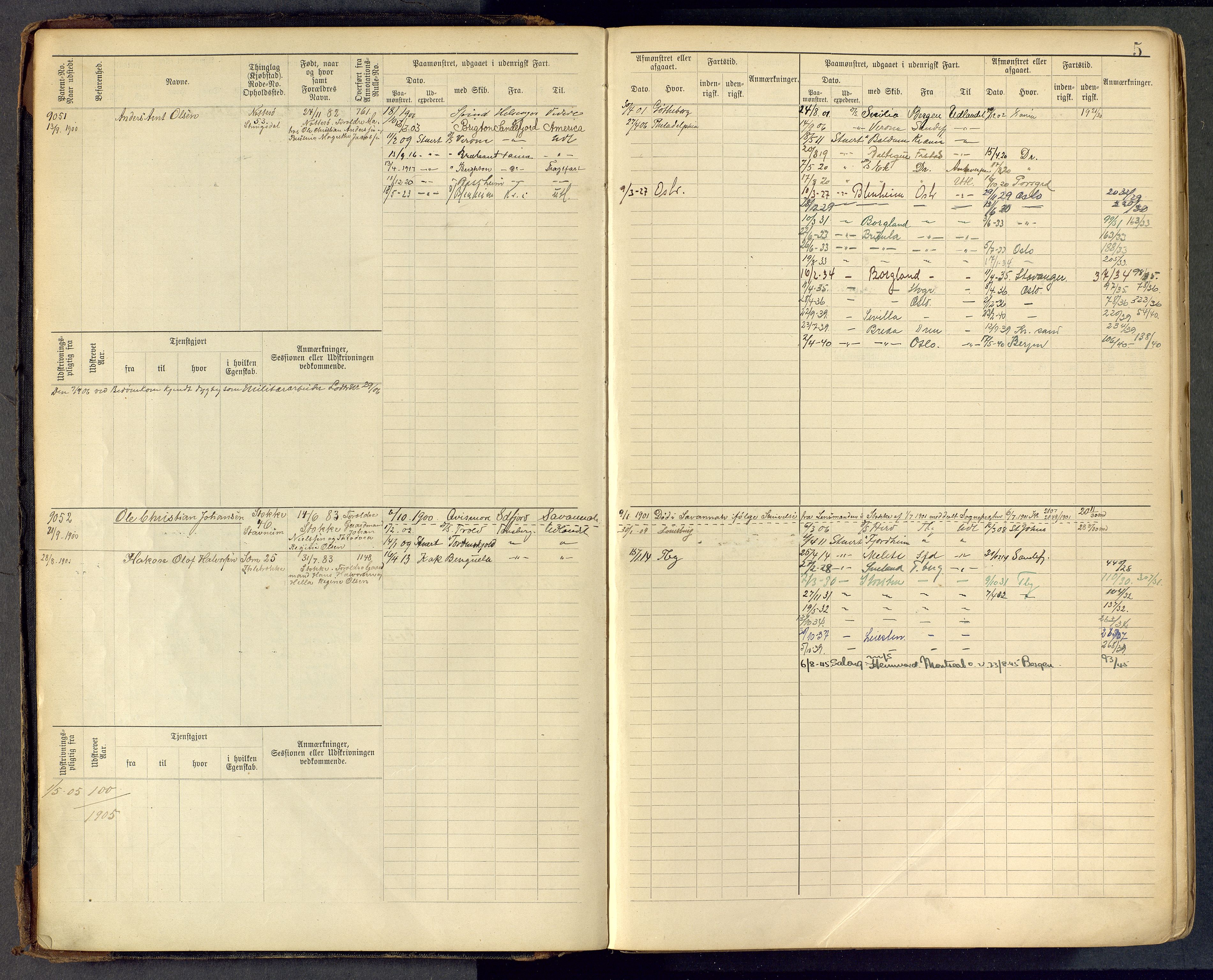 Tønsberg innrulleringskontor, AV/SAKO-A-786/F/Fc/Fcb/L0009: Hovedrulle Patent nr. 9043-9992, 1900-1921, p. 5