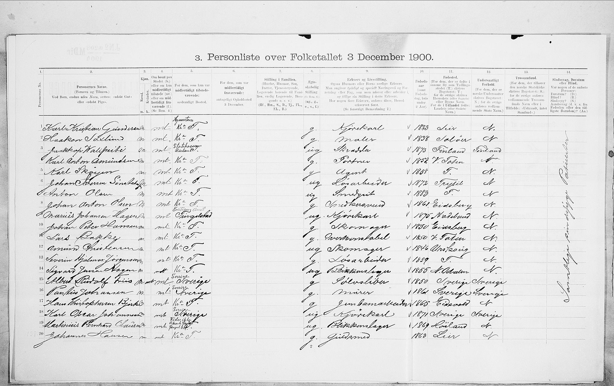 SAO, 1900 census for Kristiania, 1900, p. 92445