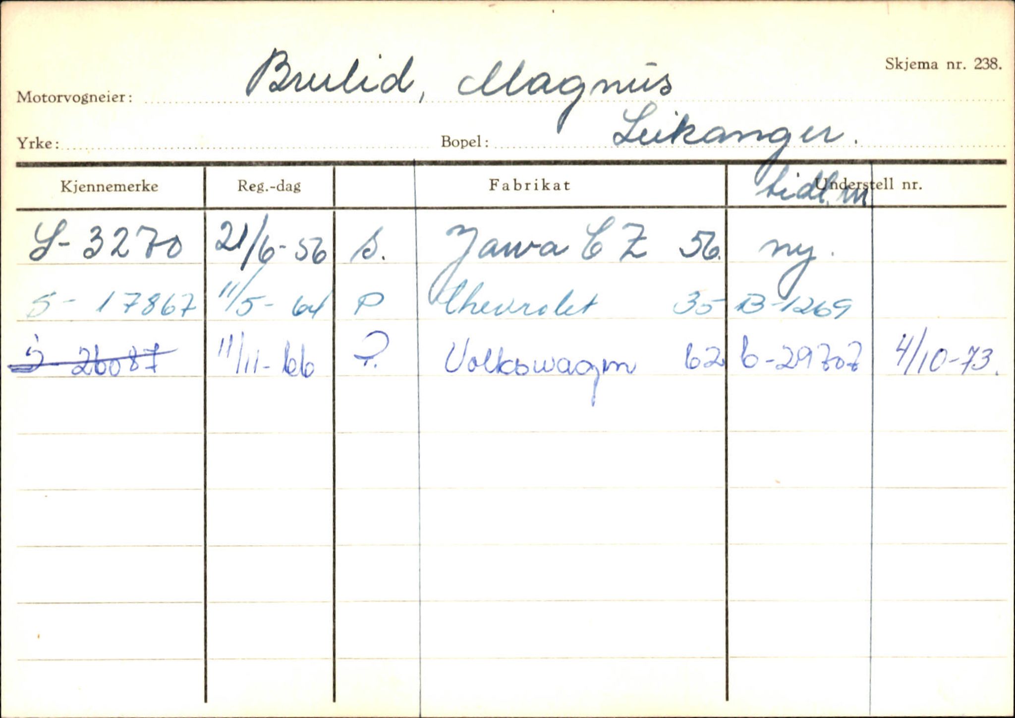 Statens vegvesen, Sogn og Fjordane vegkontor, AV/SAB-A-5301/4/F/L0126: Eigarregister Fjaler M-Å. Leikanger A-Å, 1945-1975, p. 918