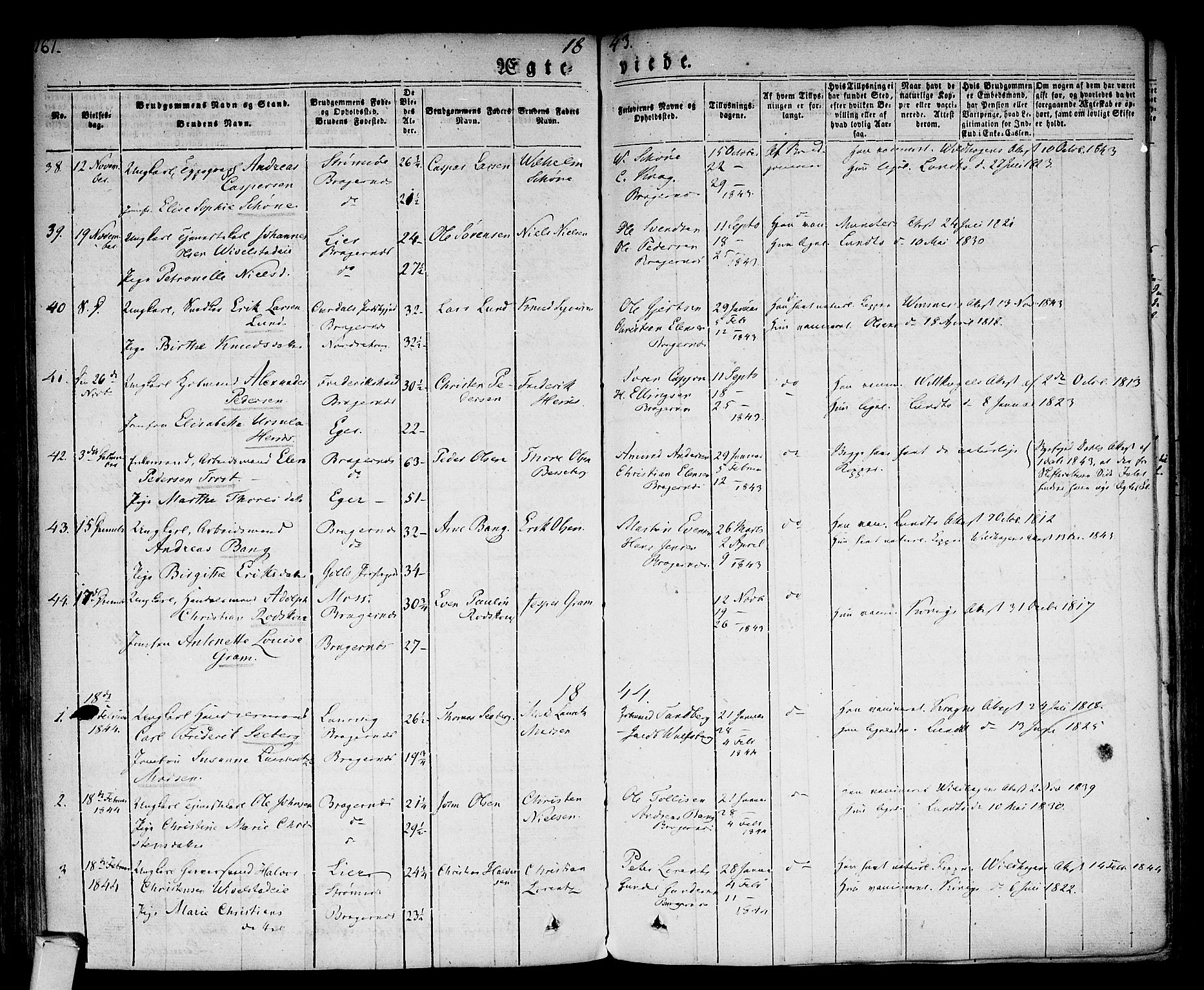 Bragernes kirkebøker, AV/SAKO-A-6/F/Fc/L0001: Parish register (official) no. III 1, 1830-1853, p. 161