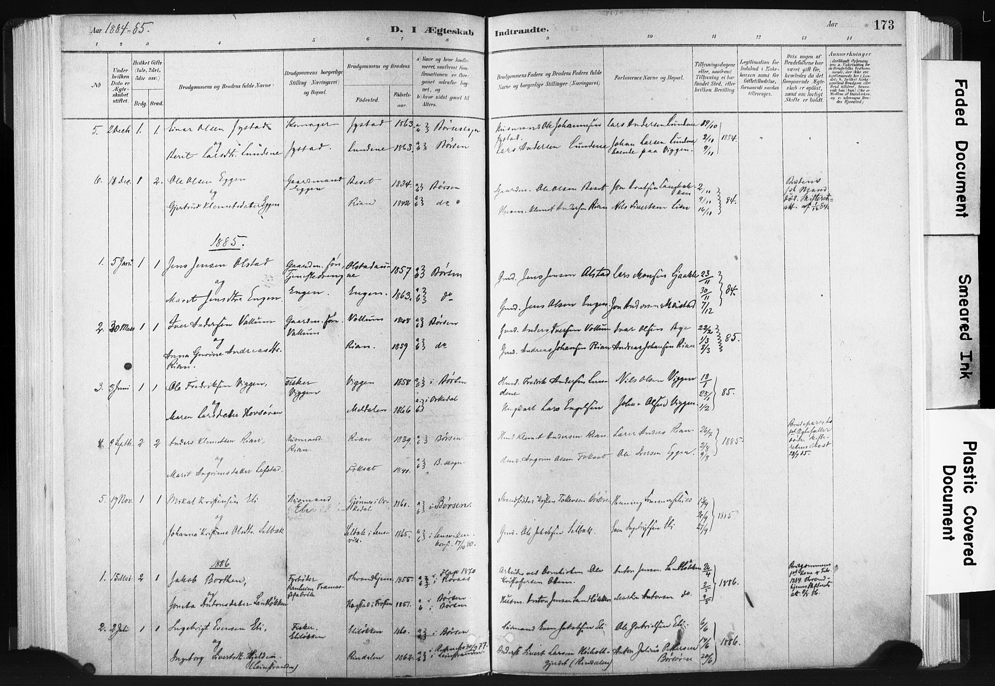 Ministerialprotokoller, klokkerbøker og fødselsregistre - Sør-Trøndelag, SAT/A-1456/665/L0773: Parish register (official) no. 665A08, 1879-1905, p. 173