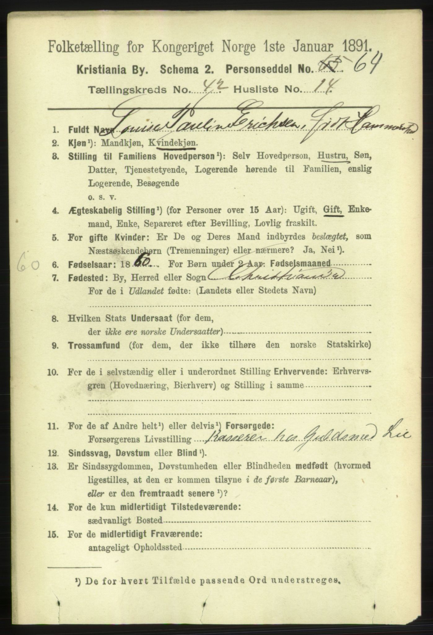 RA, 1891 census for 0301 Kristiania, 1891, p. 25491