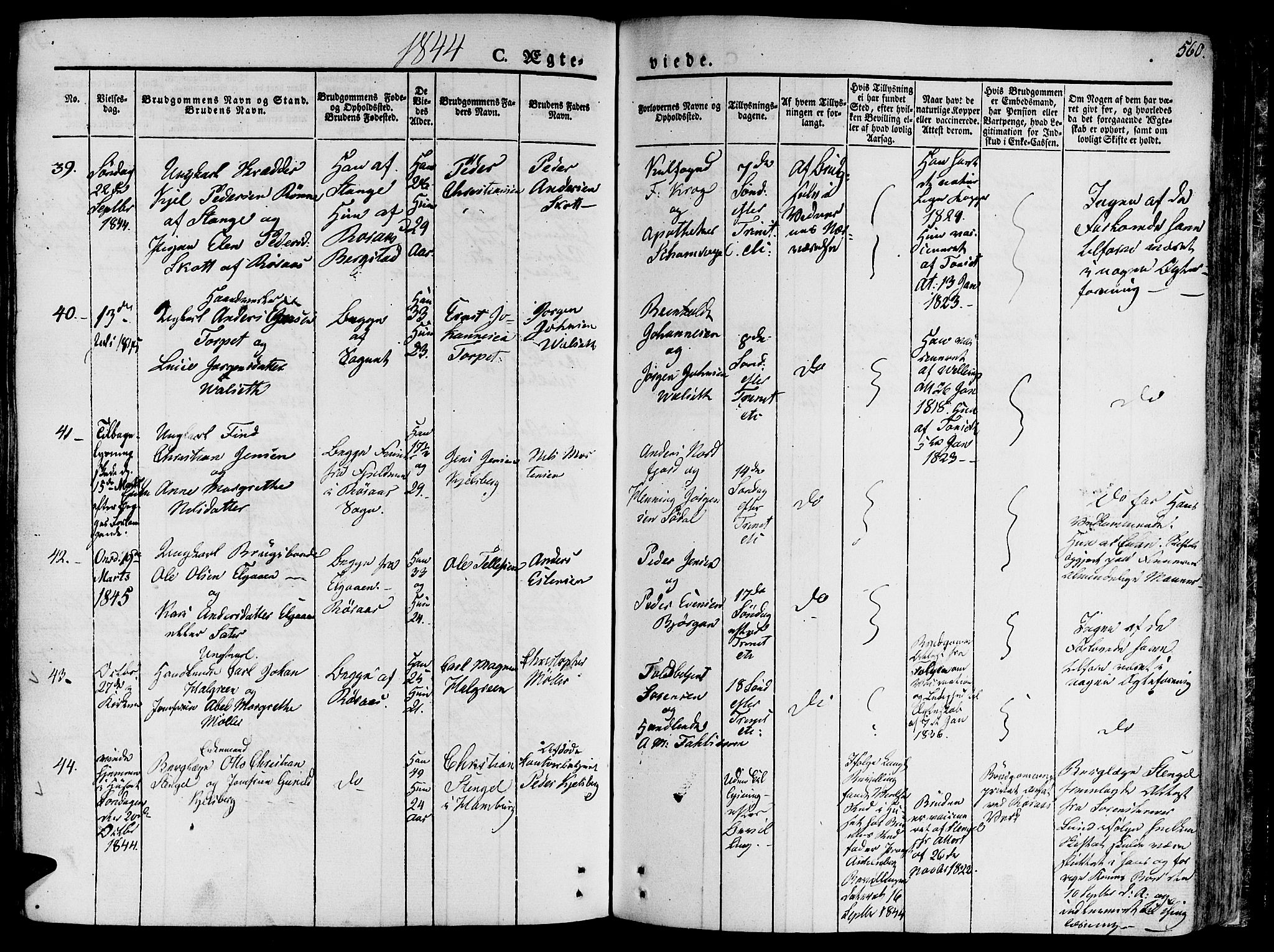 Ministerialprotokoller, klokkerbøker og fødselsregistre - Sør-Trøndelag, SAT/A-1456/681/L0930: Parish register (official) no. 681A08, 1829-1844, p. 560