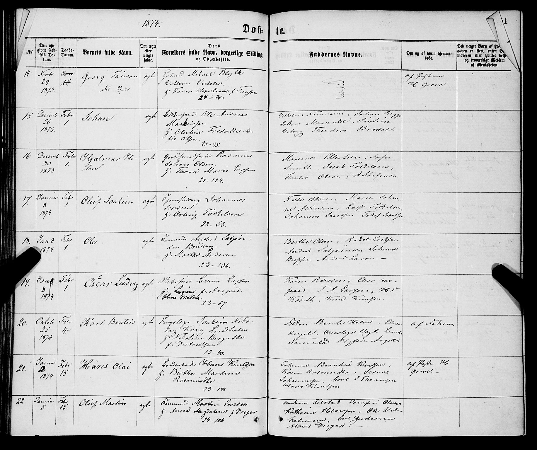 Korskirken sokneprestembete, SAB/A-76101/H/Haa/L0020: Parish register (official) no. B 6, 1871-1878, p. 60