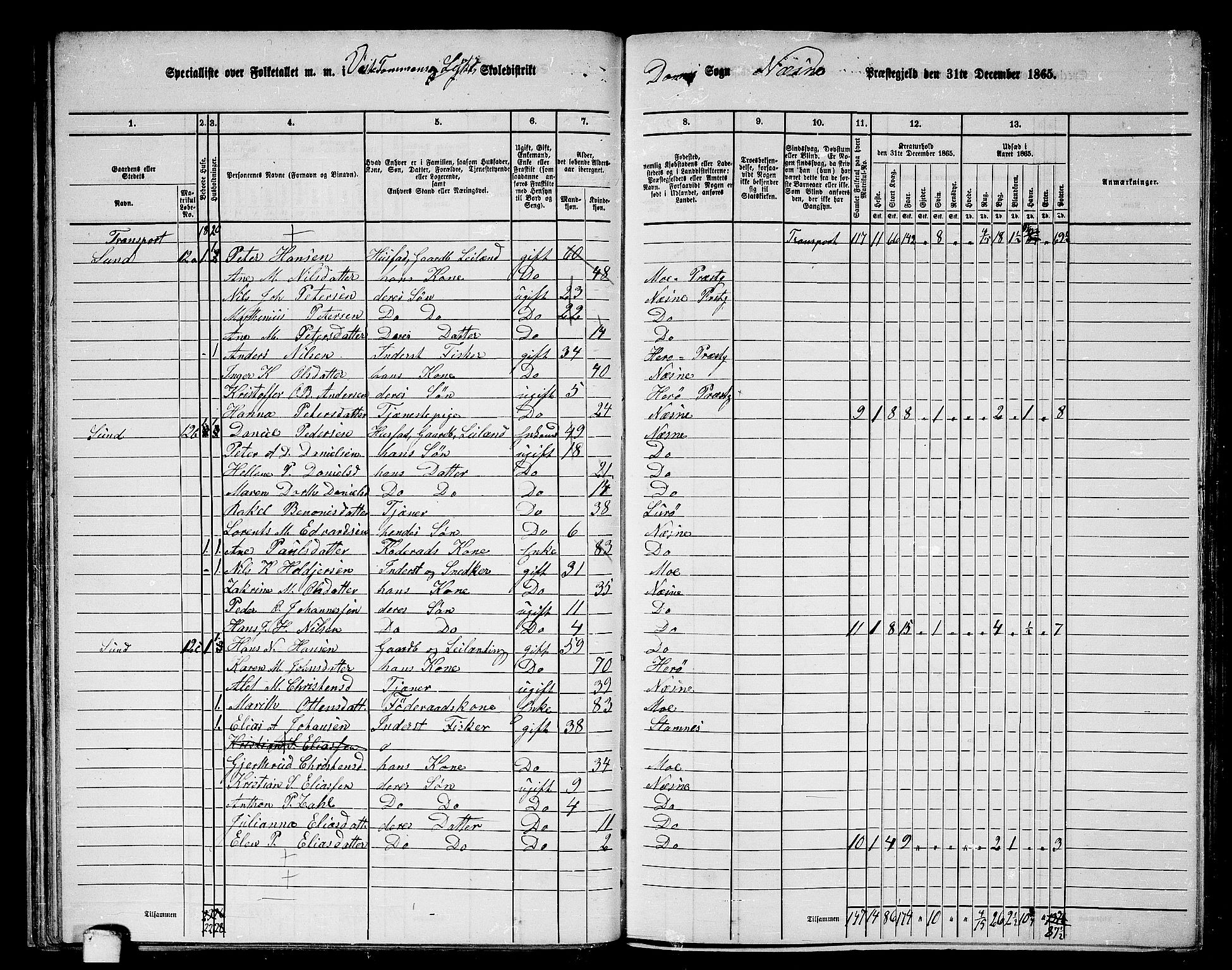 RA, 1865 census for Nesna, 1865, p. 44