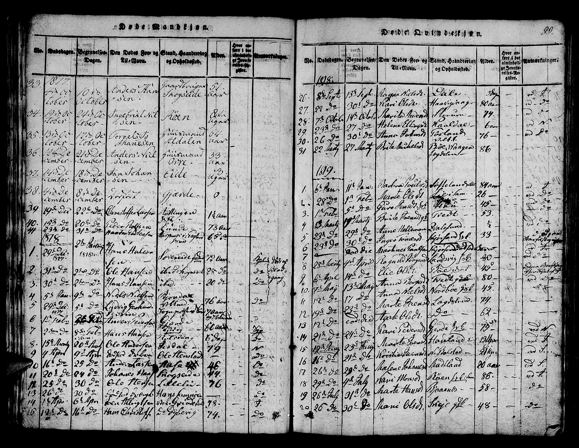 Os sokneprestembete, SAB/A-99929: Parish register (official) no. A 12, 1816-1825, p. 99