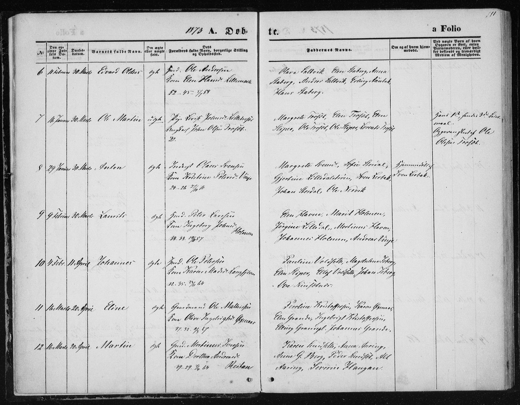 Ministerialprotokoller, klokkerbøker og fødselsregistre - Nord-Trøndelag, AV/SAT-A-1458/733/L0324: Parish register (official) no. 733A03, 1870-1883, p. 11