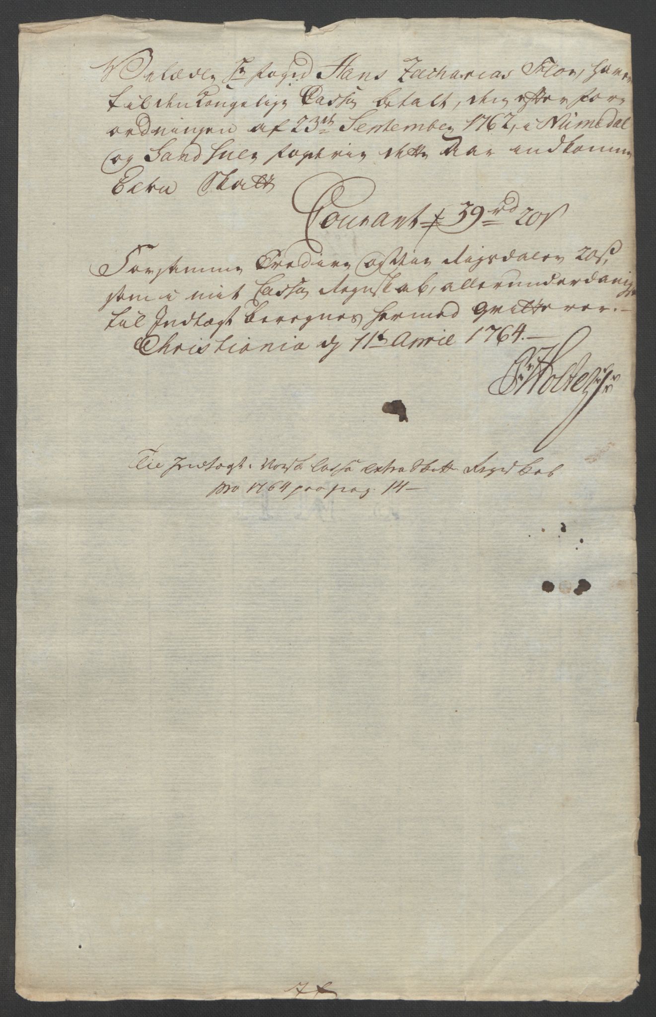 Rentekammeret inntil 1814, Reviderte regnskaper, Fogderegnskap, AV/RA-EA-4092/R24/L1672: Ekstraskatten Numedal og Sandsvær, 1762-1767, p. 245