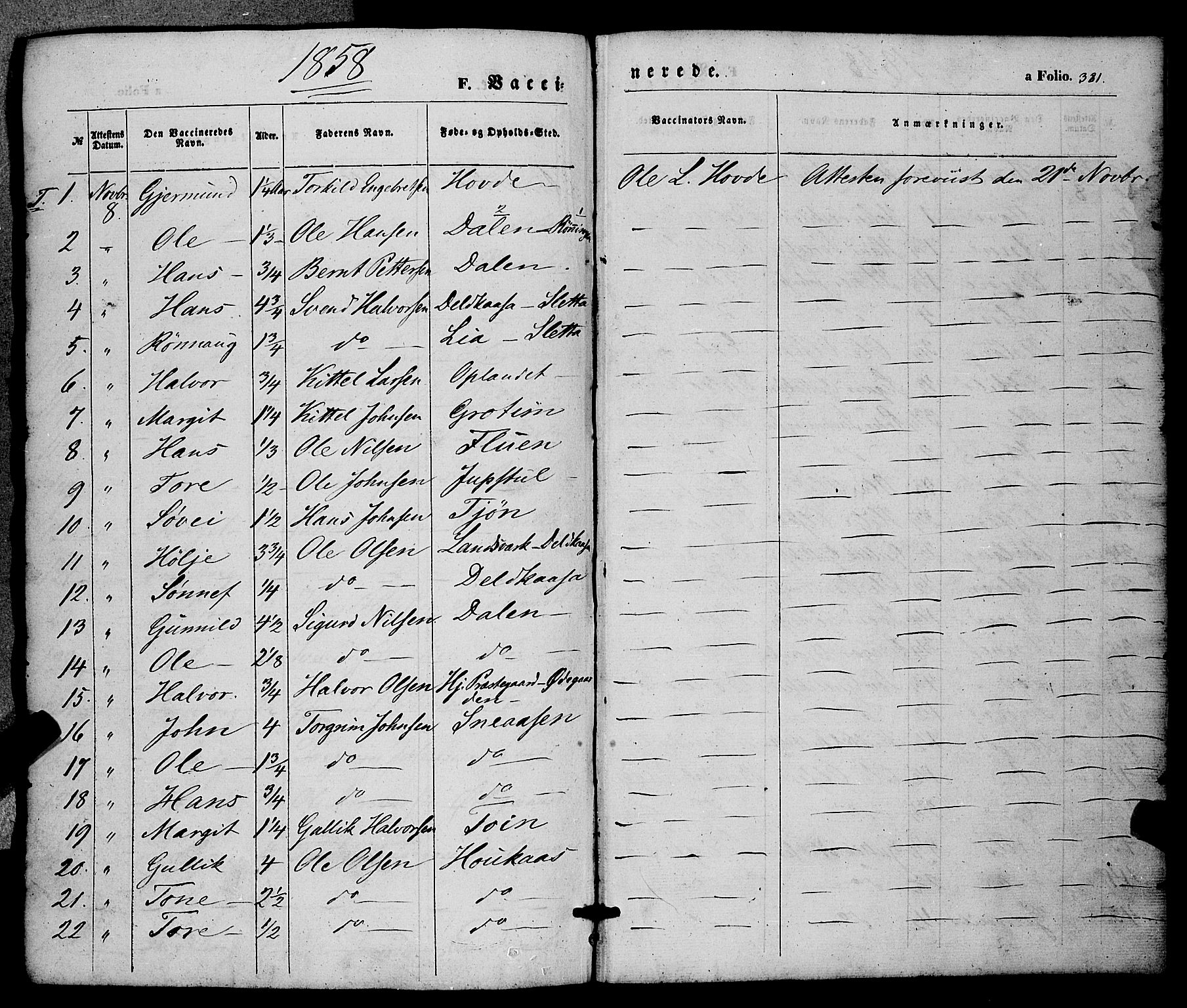 Hjartdal kirkebøker, SAKO/A-270/F/Fa/L0008: Parish register (official) no. I 8, 1844-1859, p. 381