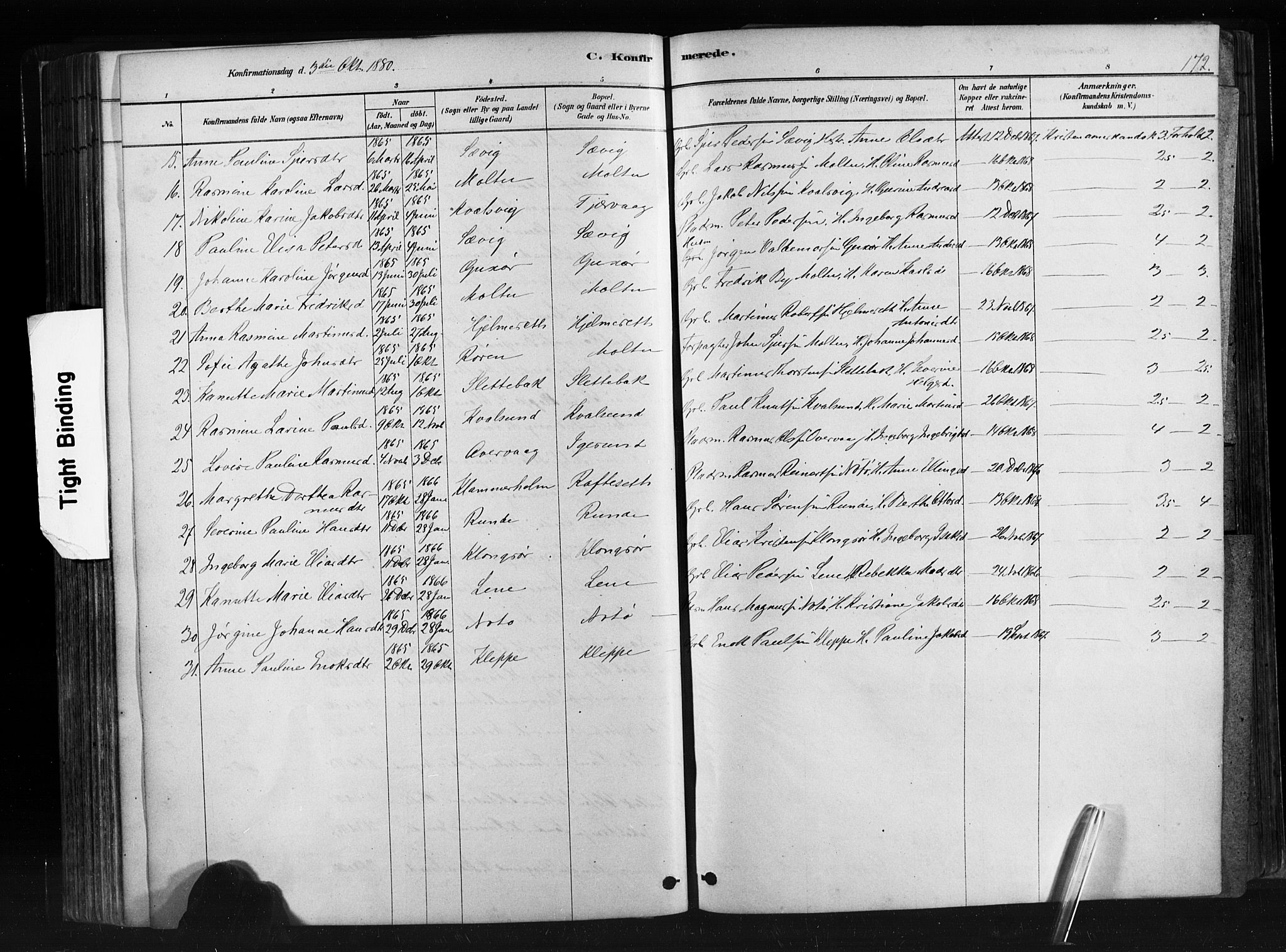 Ministerialprotokoller, klokkerbøker og fødselsregistre - Møre og Romsdal, SAT/A-1454/507/L0073: Parish register (official) no. 507A08, 1878-1904, p. 172