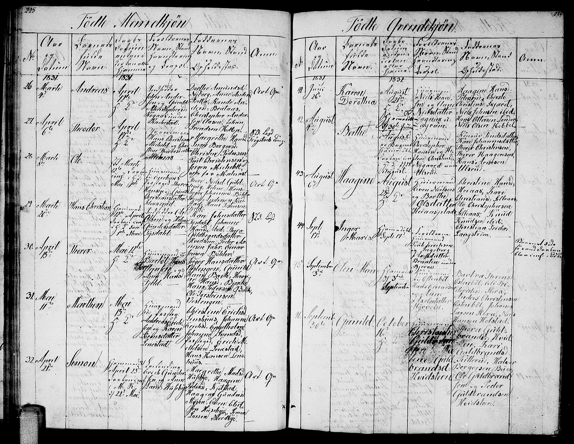 Enebakk prestekontor Kirkebøker, AV/SAO-A-10171c/G/Ga/L0002: Parish register (copy) no. I 2, 1822-1833, p. 225-226