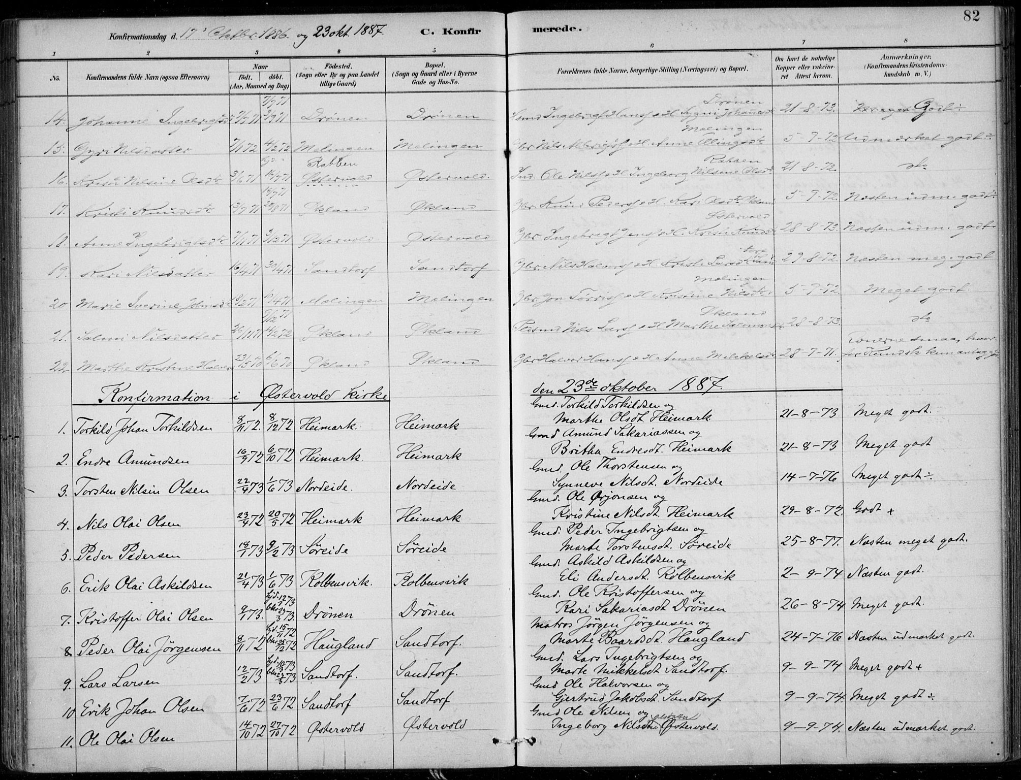 Sund sokneprestembete, SAB/A-99930: Parish register (official) no. C  1, 1882-1899, p. 82