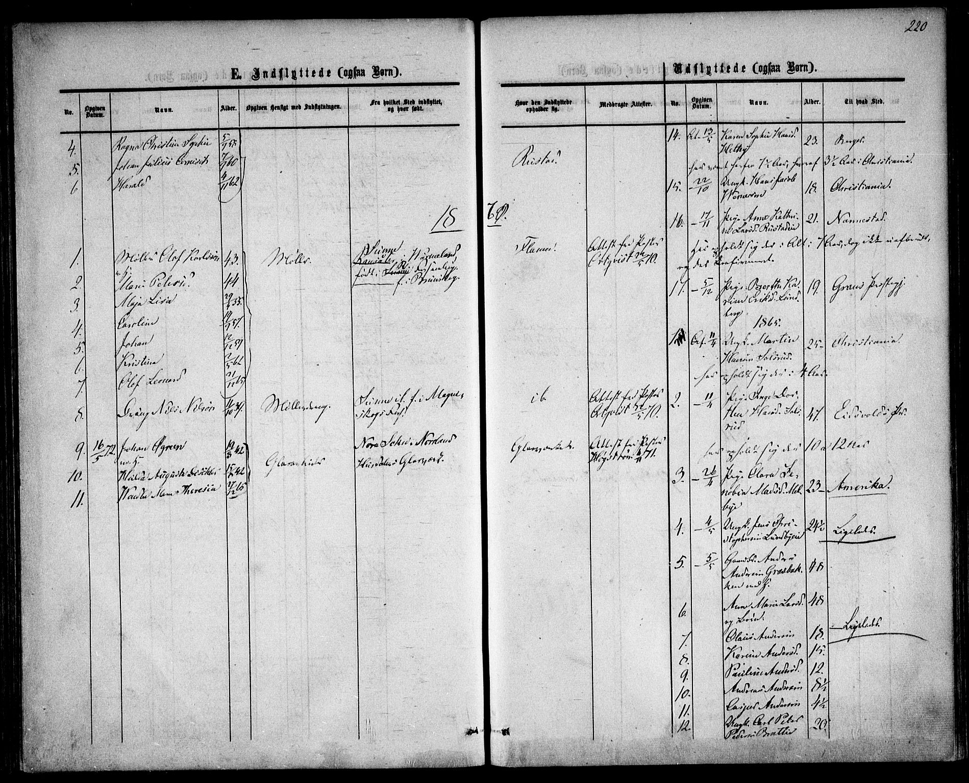 Hurdal prestekontor Kirkebøker, SAO/A-10889/F/Fa/L0006: Parish register (official) no. I 6, 1860-1877, p. 220