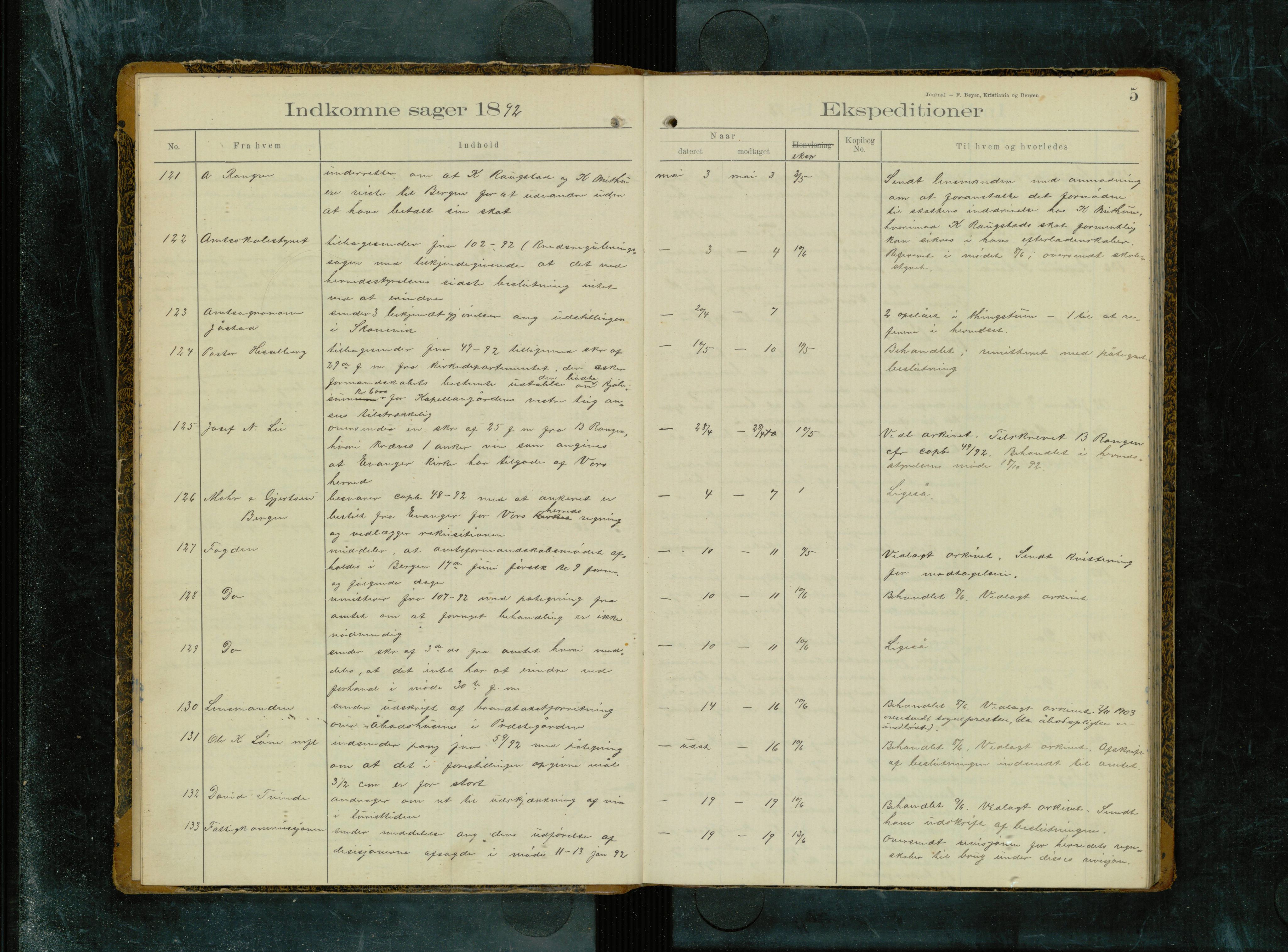 Voss kommune. Formannskapet, IKAH/1235-021/C/Ca/L0003: Postjournal, 1892-1898